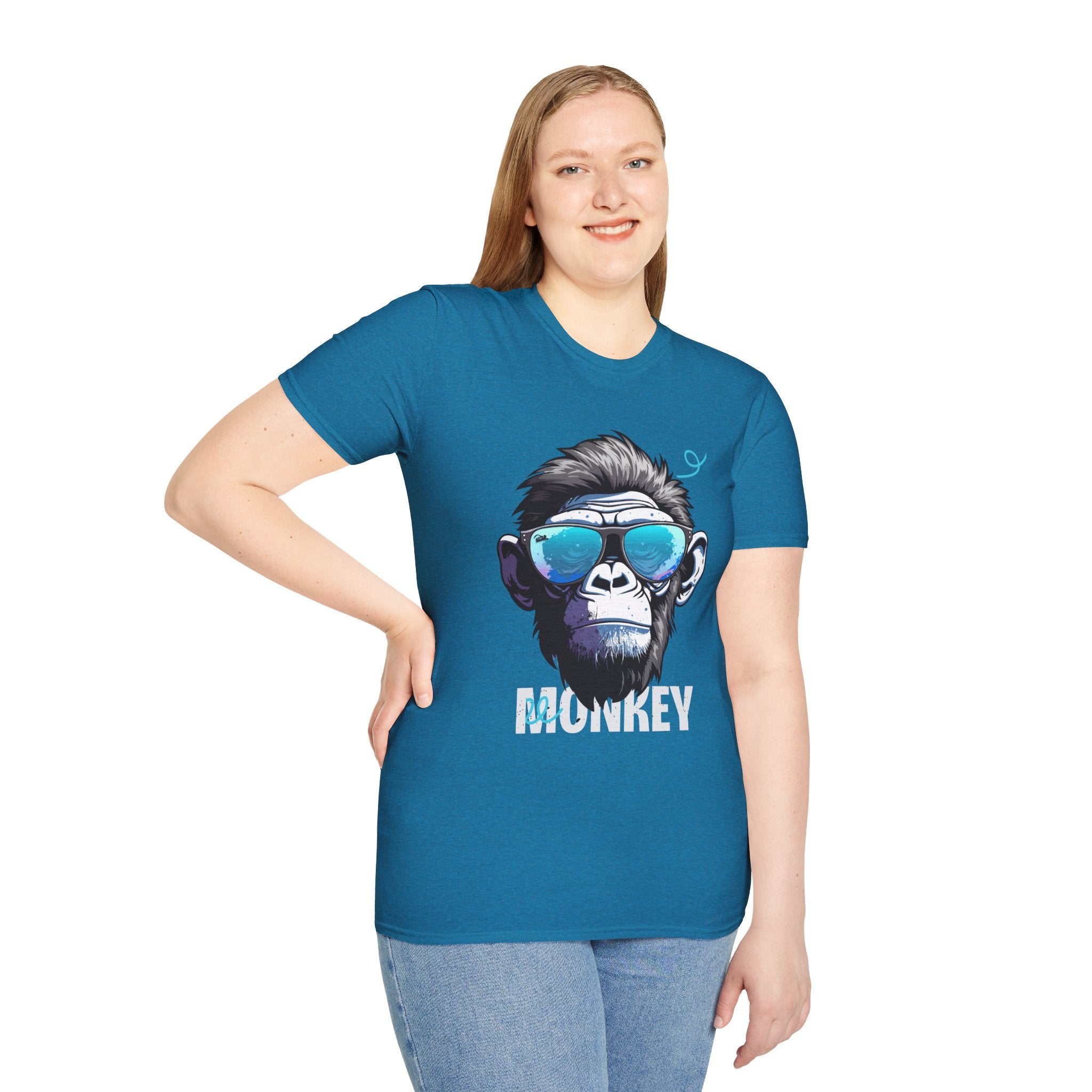 Cool Monkey Graphic Tee, Fun Unisex Softstyle T-Shirt, Animal Lover Gift
