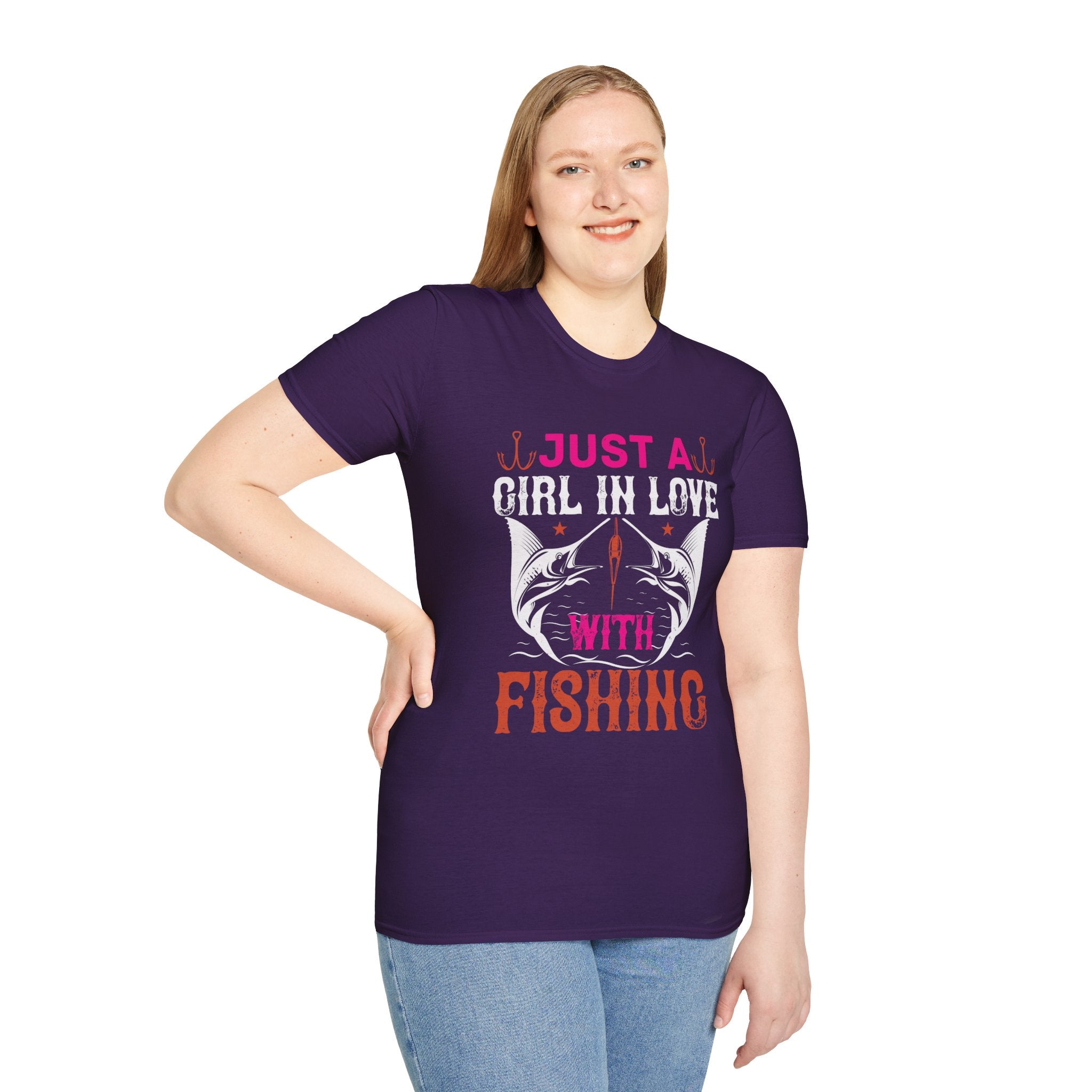 Fishing Lover T-Shirt for Women | Just a Girl in Love With Fishing, Gifts for Fisherwomen, Fishing Apparel, Outdoor Clothing, Birthday Gift