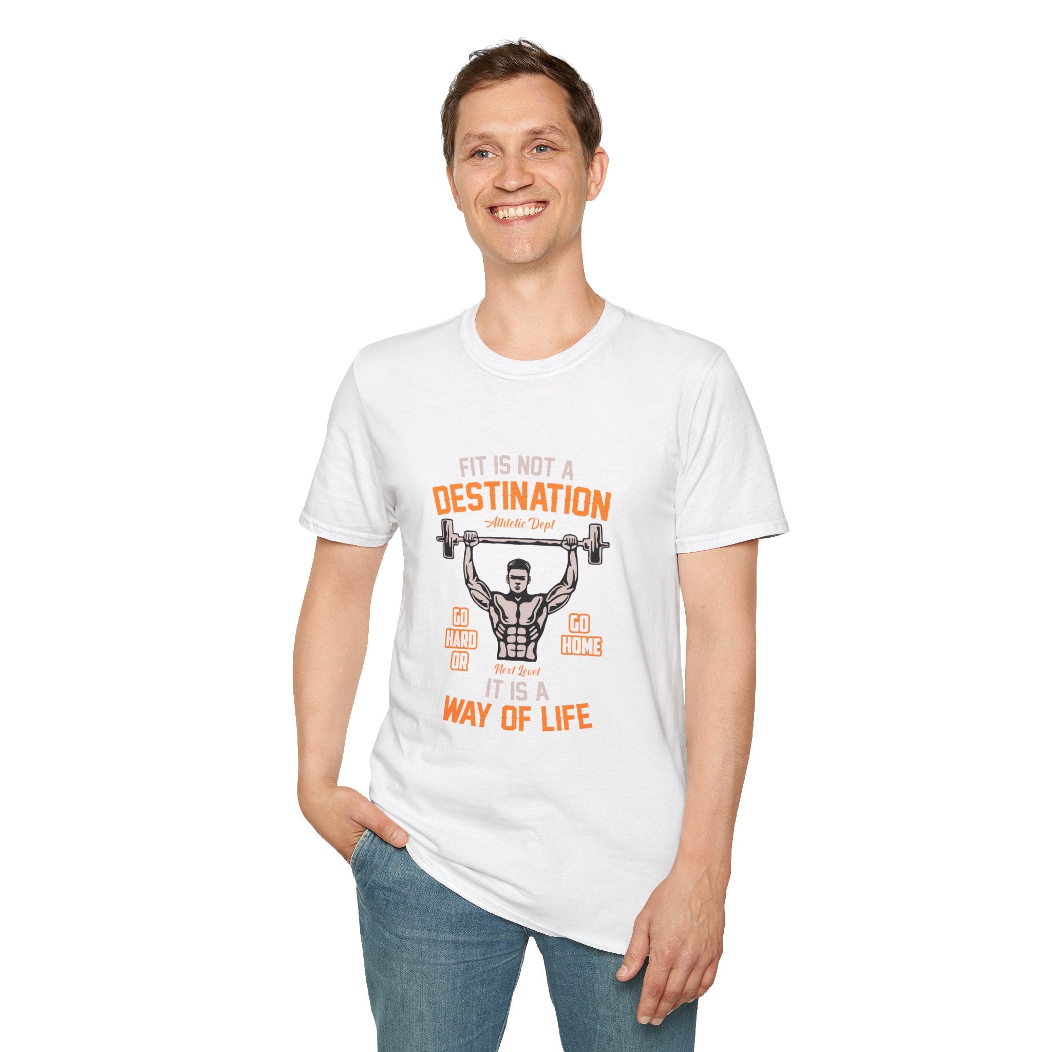 Fit Is Not a Destination Unisex Softstyle T-Shirt, Fitness Apparel, Motivational Tee, Gym Shirt, Gift for Fitness Lovers, Workout Top