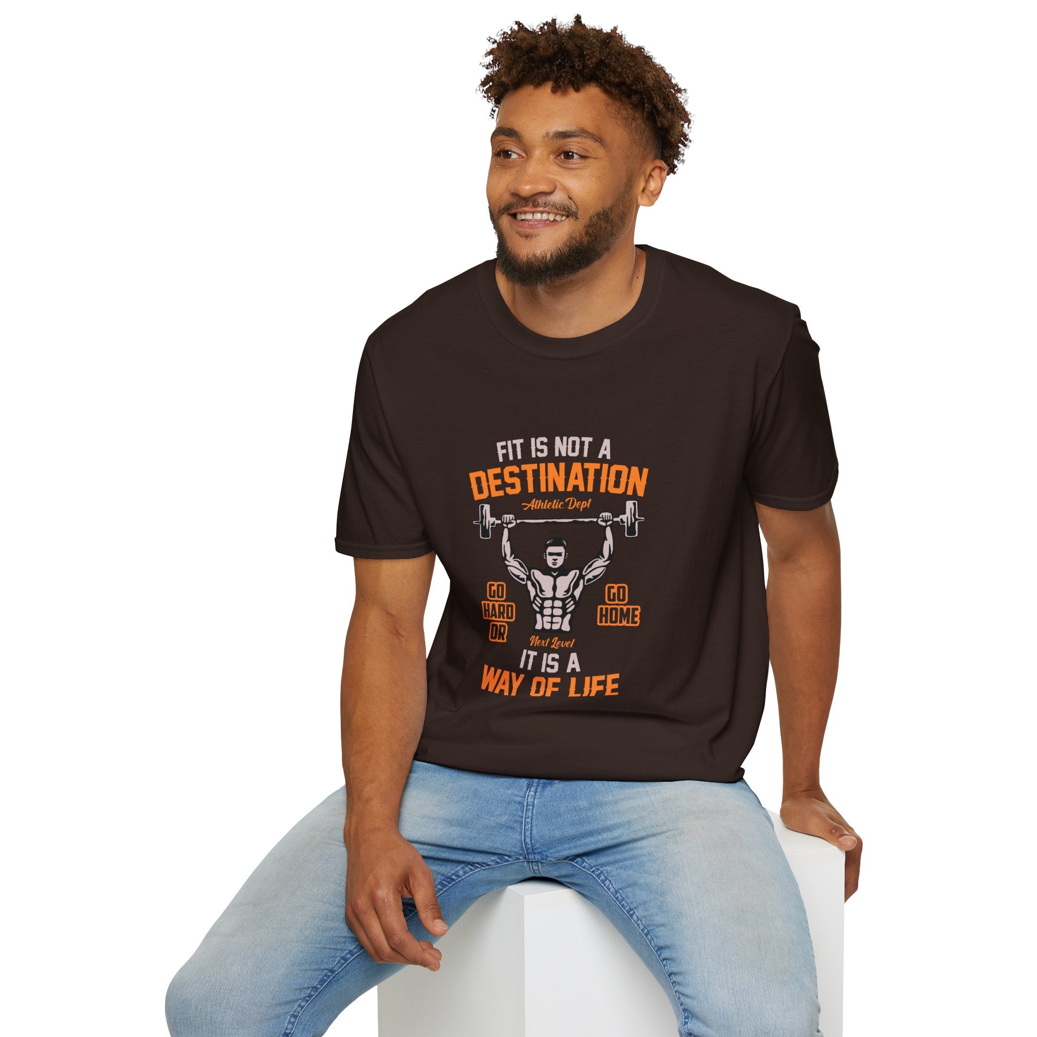 Fit Is Not a Destination Unisex Softstyle T-Shirt, Fitness Apparel, Motivational Tee, Gym Shirt, Gift for Fitness Lovers, Workout Top