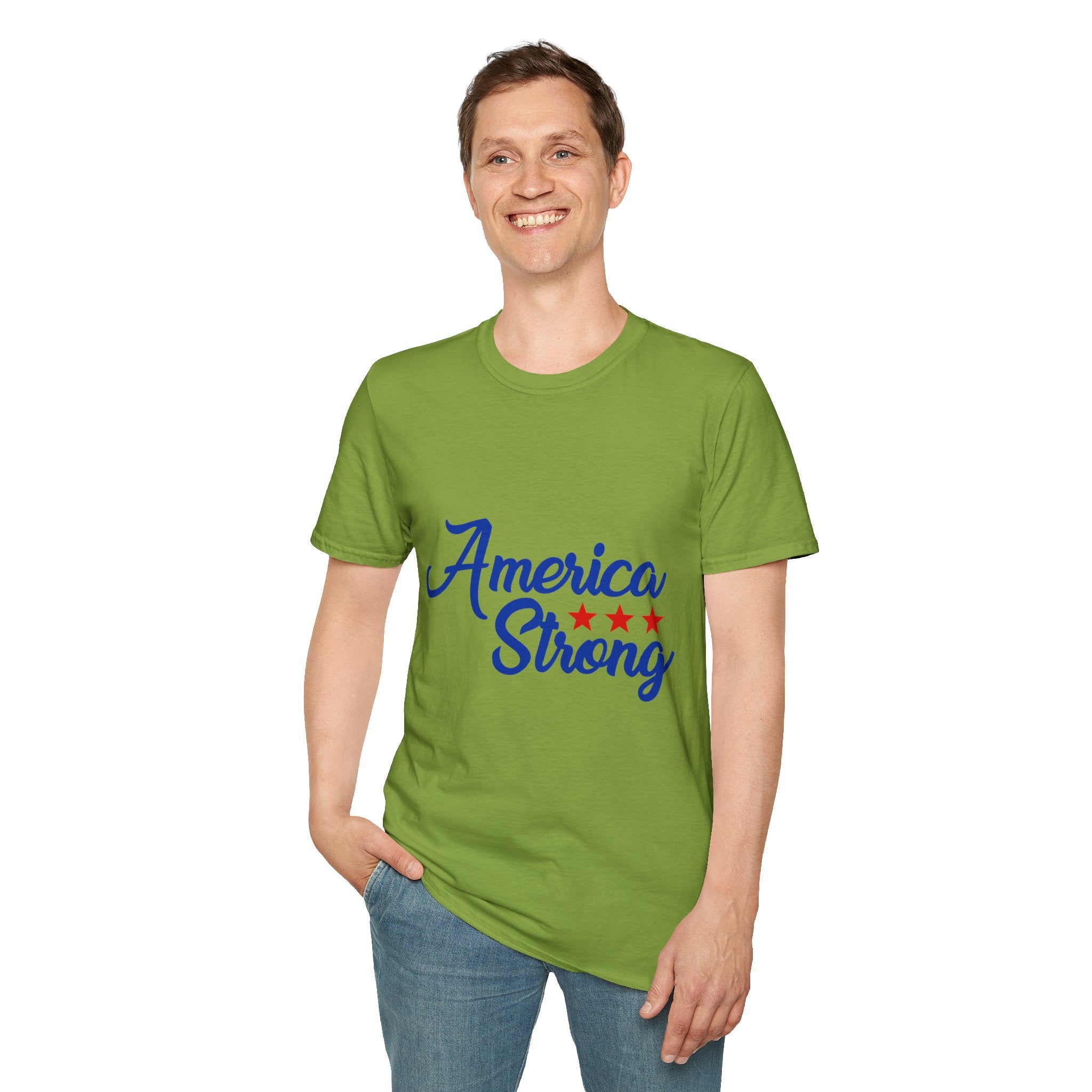 Unisex Softstyle T-Shirt - America Strong, Patriotic Tee, Casual Wear, Independence Day Outfit, Gift for Veterans, Summer Style