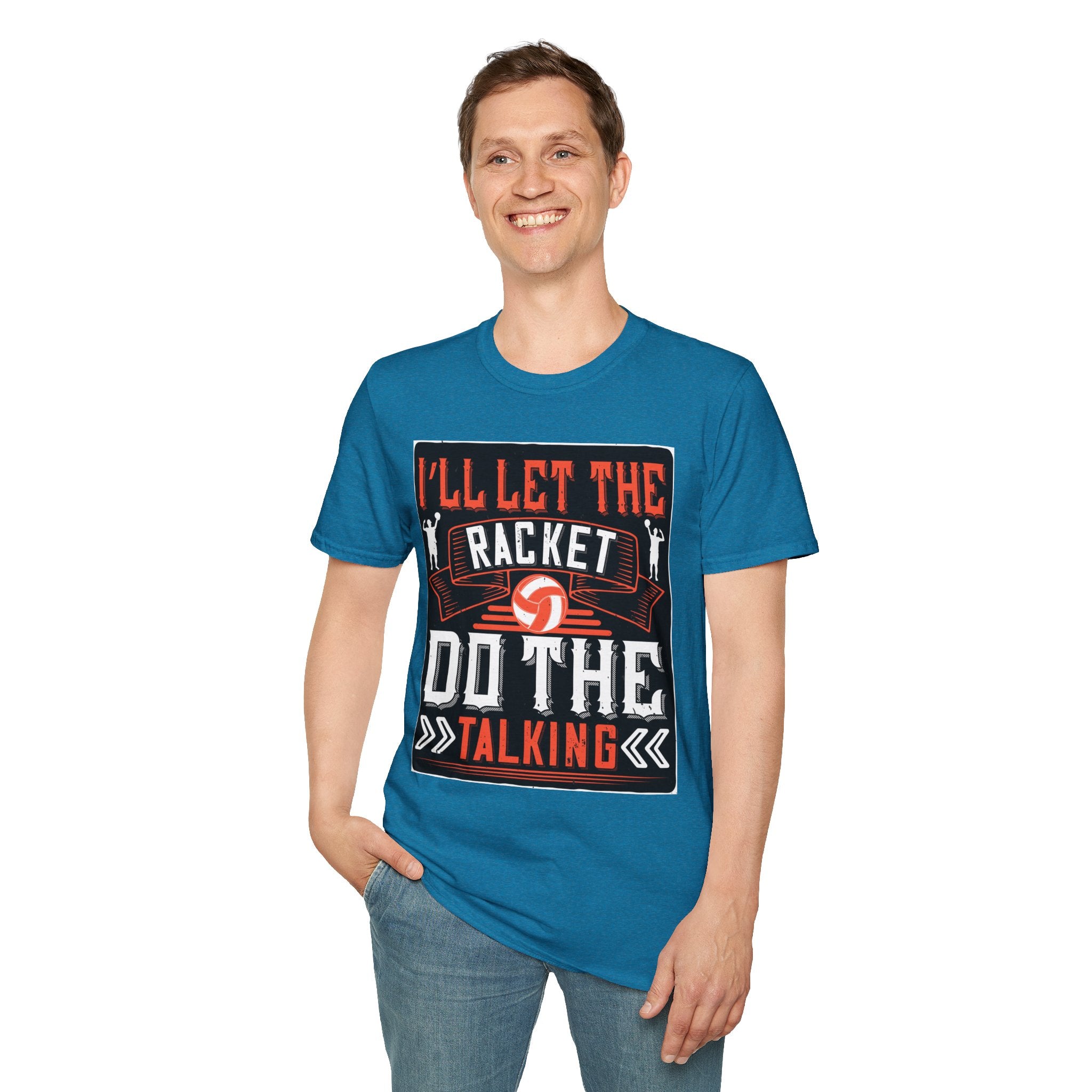 Sporty Unisex Softstyle T-Shirt | Inspirational Racket Design | Ideal for Sports Lovers, Coaches, and Gifts