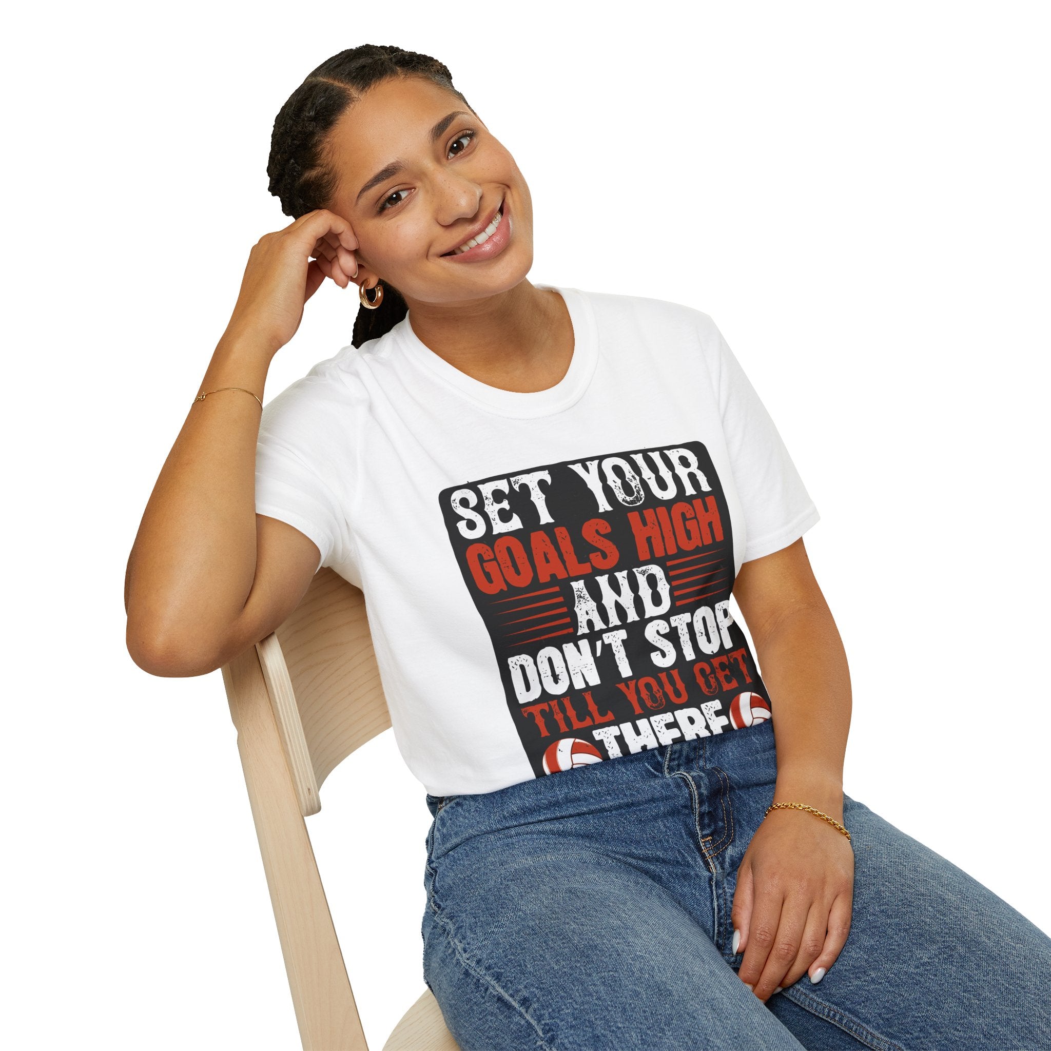 Motivational Unisex T-Shirt - "Set Your Goals High" - Inspirational Workout Tee