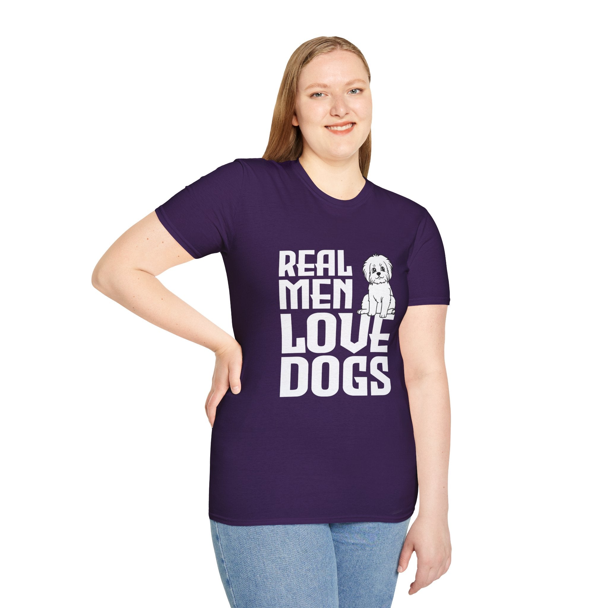 Unisex Dog Lover T-Shirt, Real Men Love Dogs Tee, Pet Owner Apparel, Gift for Dog Dads, Perfect for Birthdays