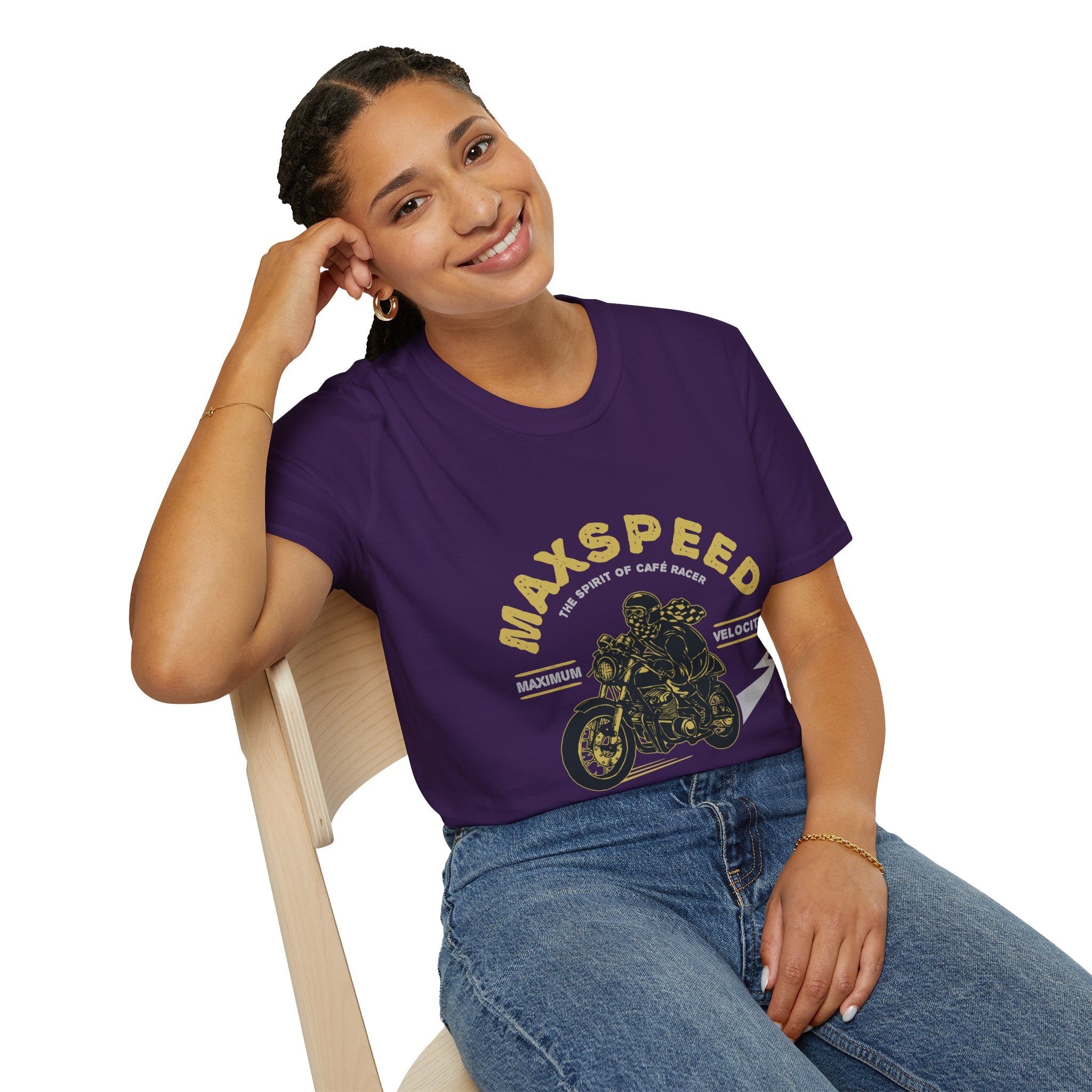 Maxspeed Motorcycle Unisex Softstyle T-Shirt, Biker Tee, Gift for Him, Casual Wear, Custom Graphic Shirt, Motorcycle Enthusiast Apparel