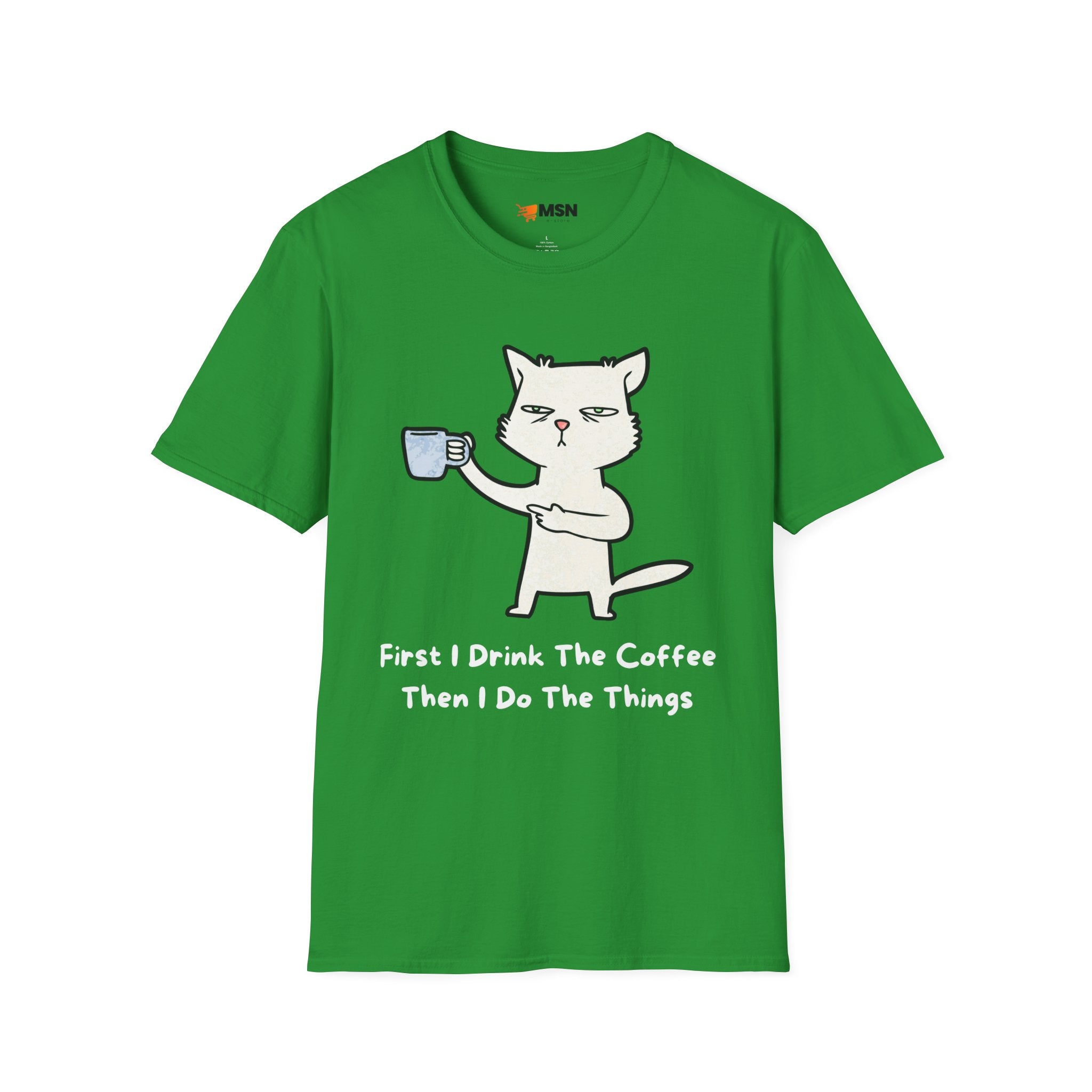 Coffee Cat Unisex T-Shirt, Funny Cat Tee