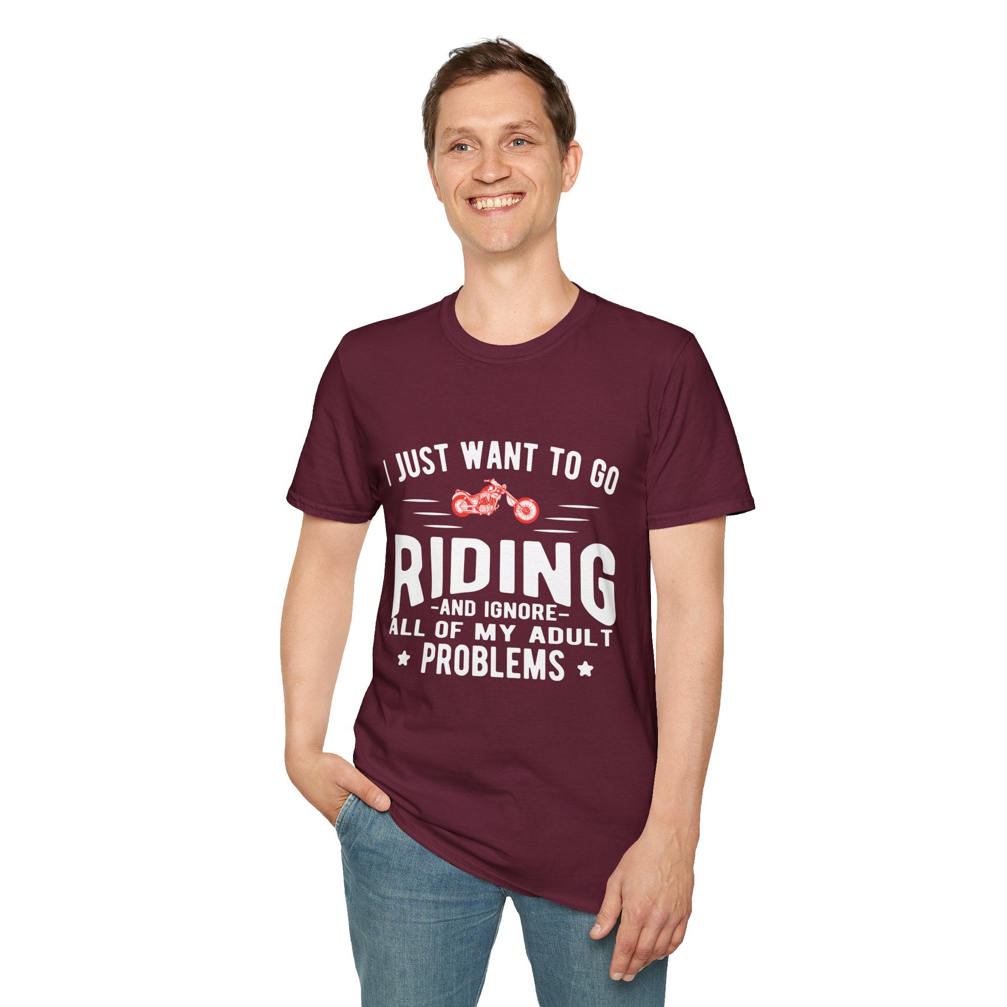 Funny Riding T-Shirt for Adults, Unisex Graphic Tee, Casual Wear, Gift for Riders, Adulting Humor Shirt