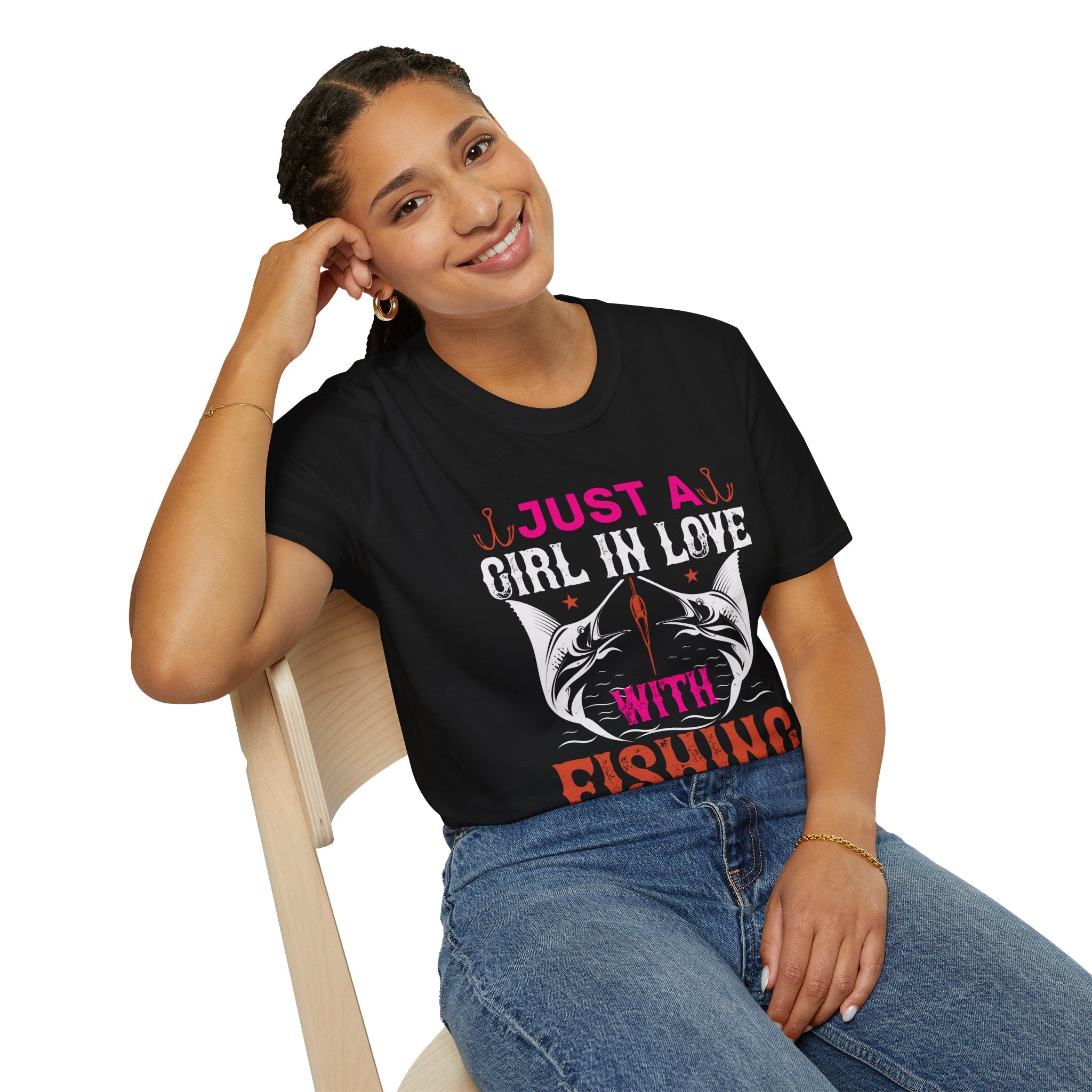 Fishing Lover T-Shirt for Women | Just a Girl in Love With Fishing, Gifts for Fisherwomen, Fishing Apparel, Outdoor Clothing, Birthday Gift