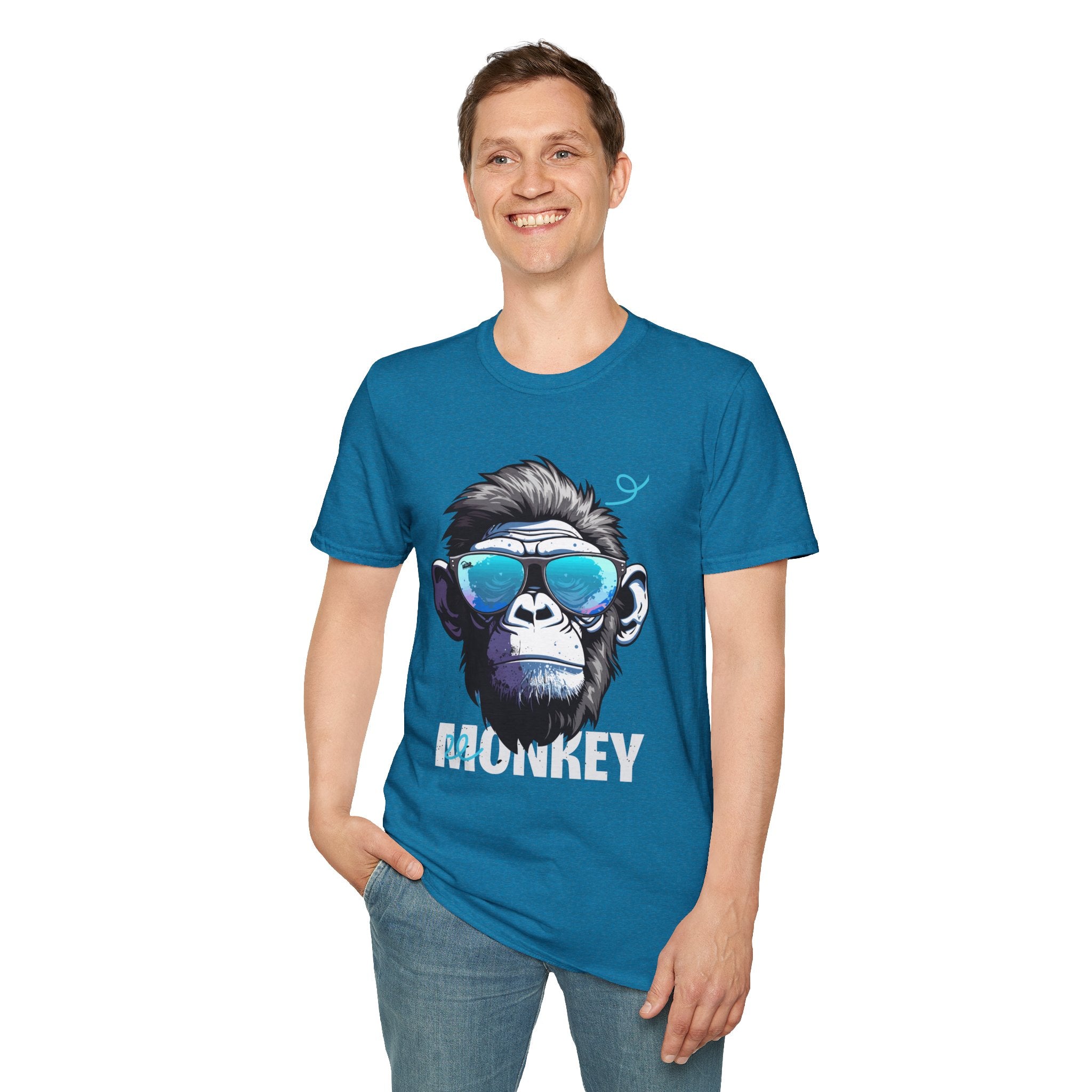 Cool Monkey Graphic Tee, Fun Unisex Softstyle T-Shirt, Animal Lover Gift