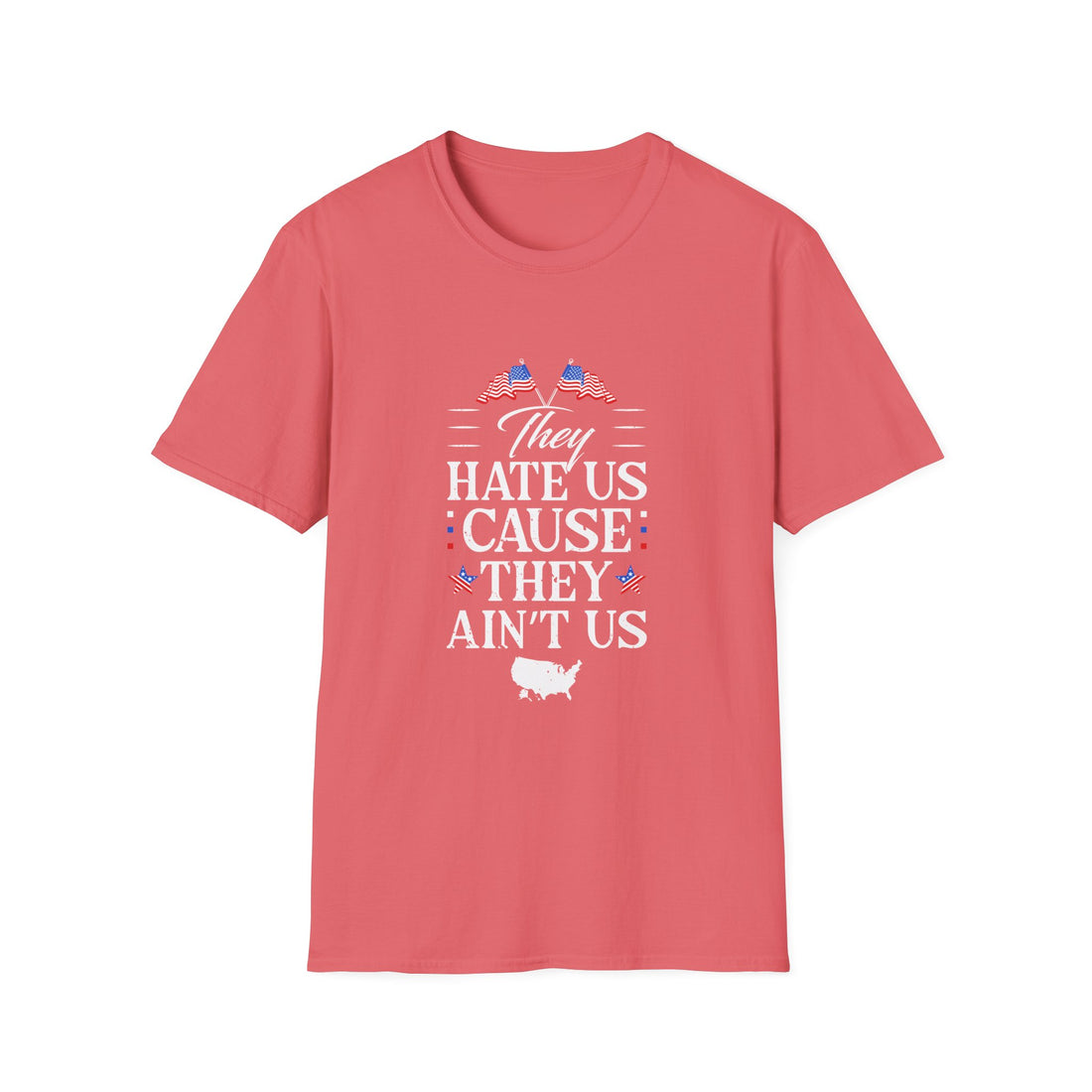 Unisex Softstyle Tee - They Hate Us Cause They Ain't Us, Casual Wear, Gift for Friends, Trendy Graphic Shirt, Comfortable Everyday [...]