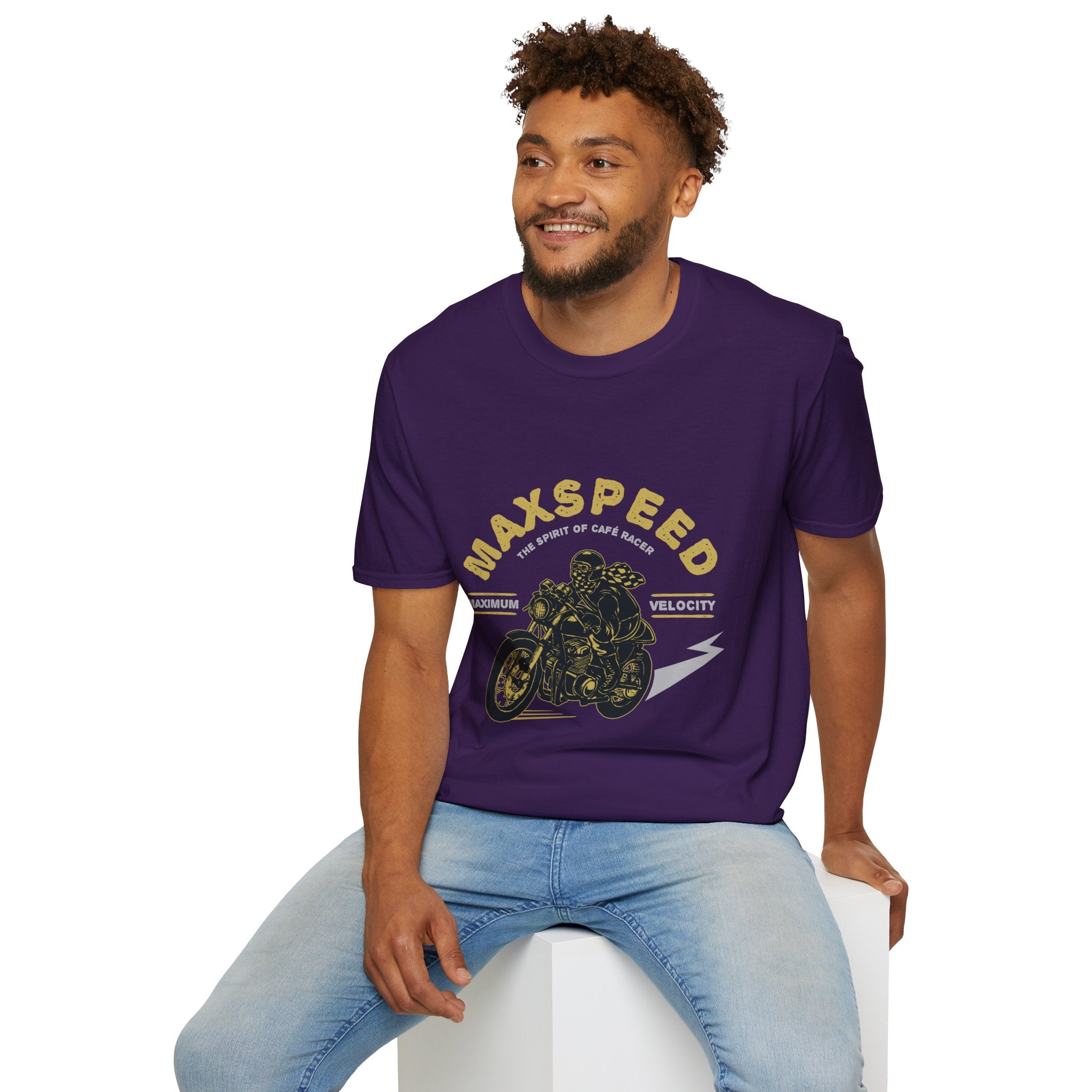 Maxspeed Motorcycle Unisex Softstyle T-Shirt, Biker Tee, Gift for Him, Casual Wear, Custom Graphic Shirt, Motorcycle Enthusiast Apparel