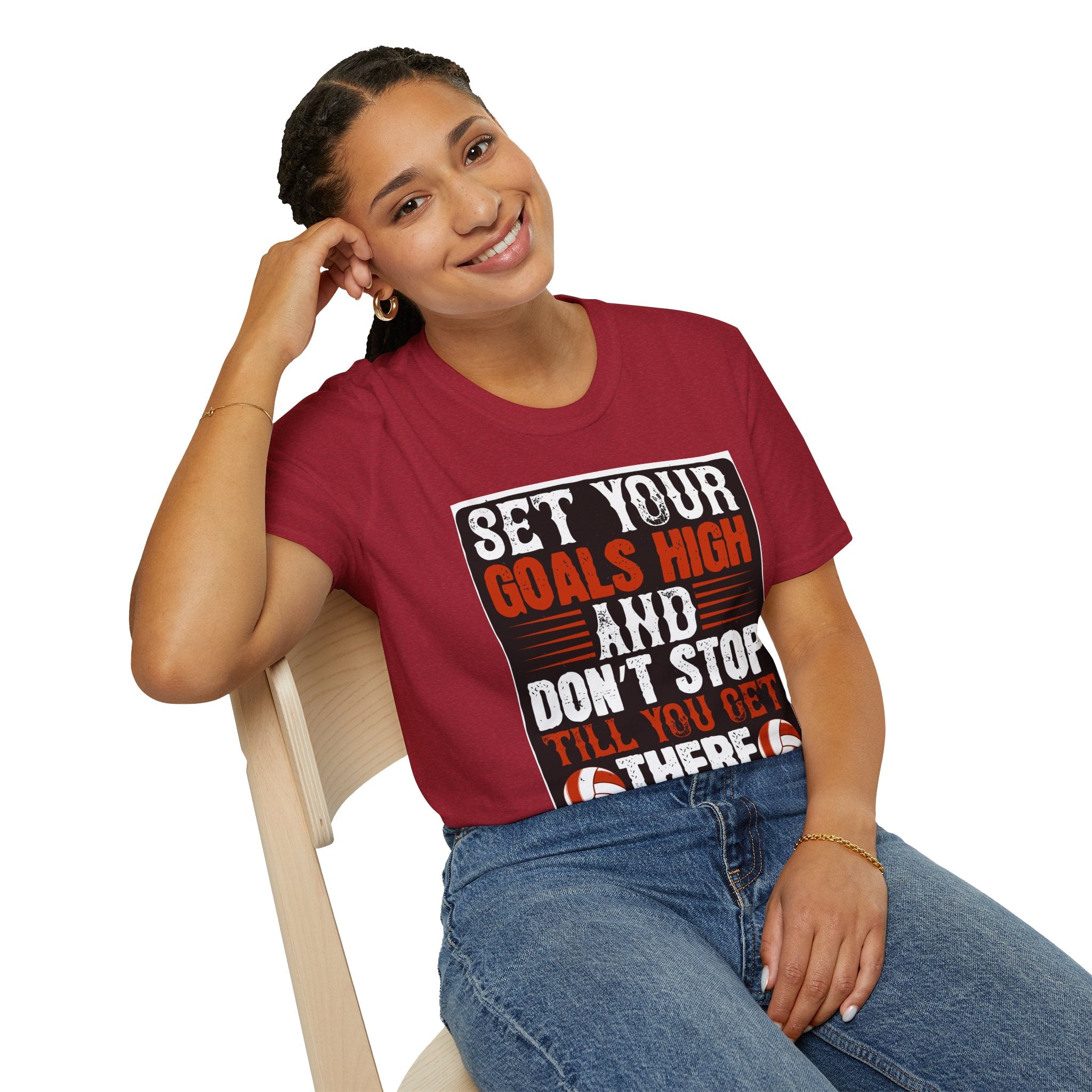 Motivational Unisex T-Shirt - "Set Your Goals High" - Inspirational Workout Tee