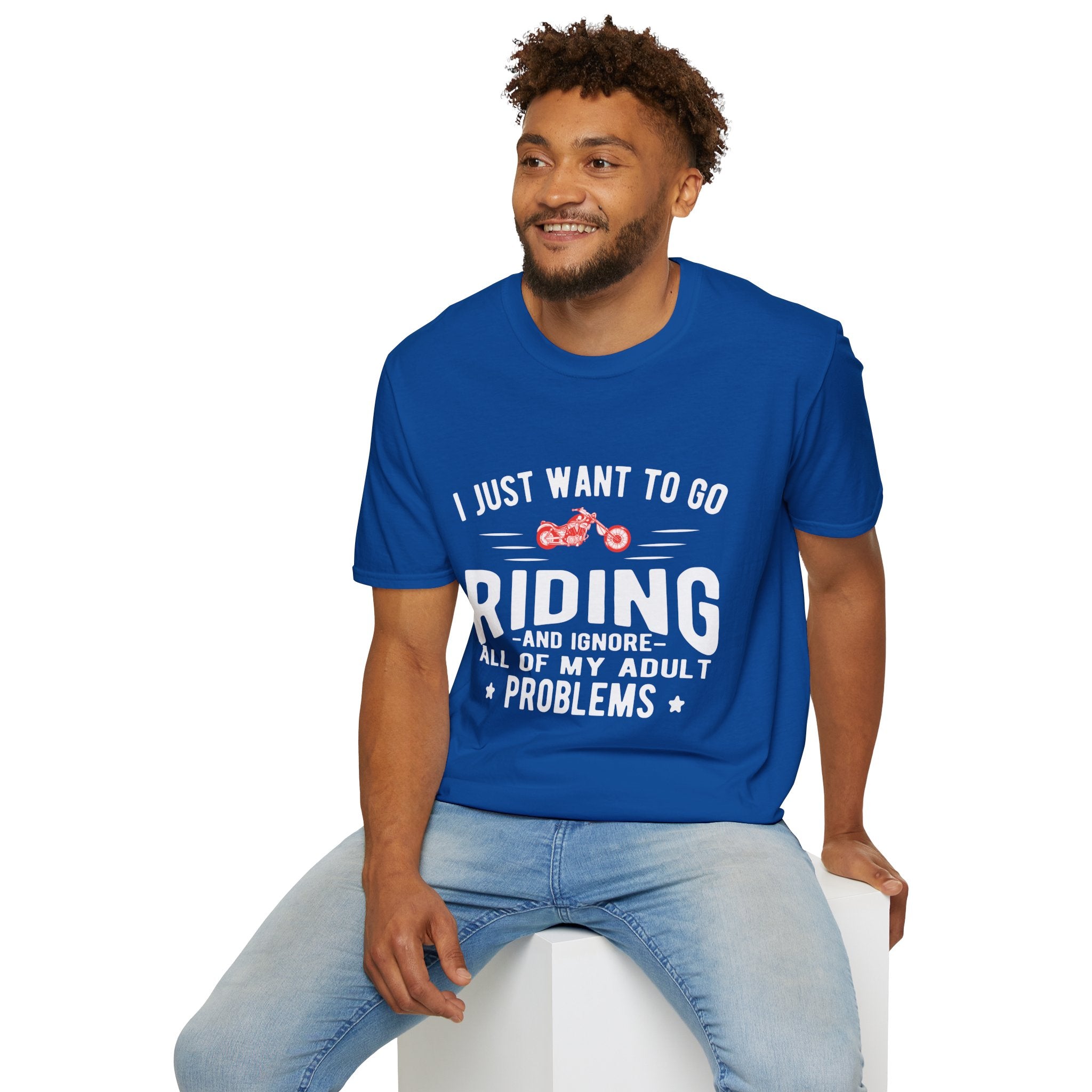 Funny Riding T-Shirt for Adults, Unisex Graphic Tee, Casual Wear, Gift for Riders, Adulting Humor Shirt