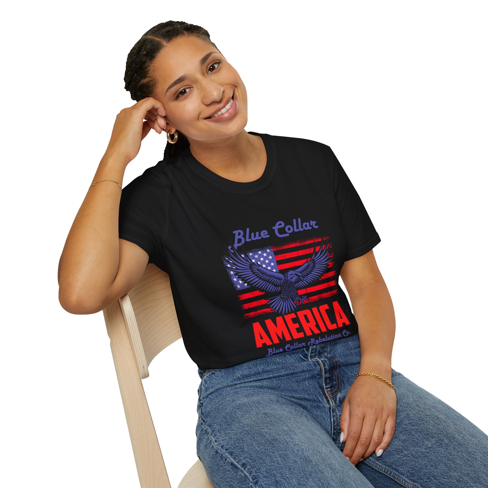 Patriotic Eagle T-Shirt, Blue Collar Pride Shirt, USA Independence Day Tee, Vintage American Apparel, Unisex Graphic Tee