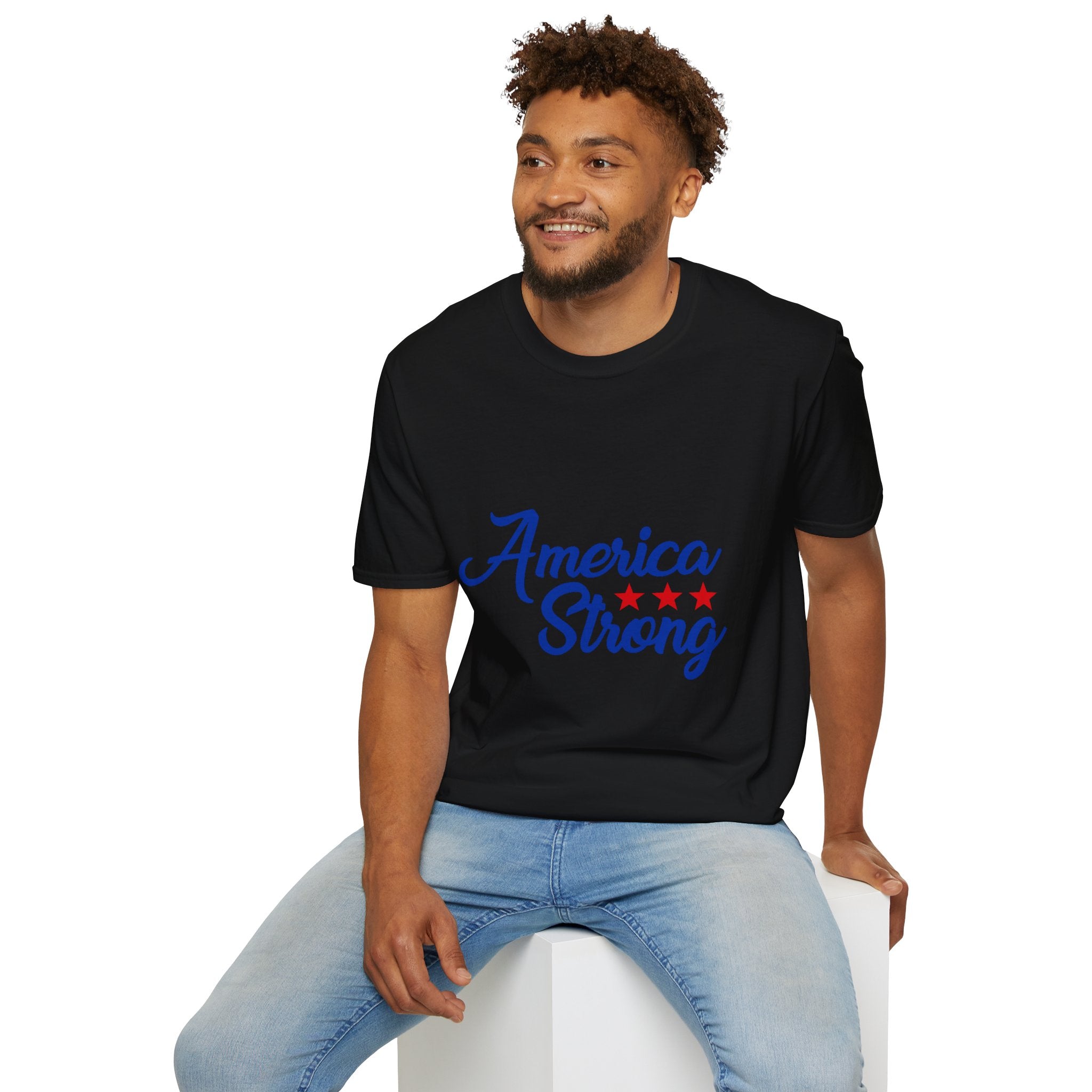 Unisex Softstyle T-Shirt - America Strong, Patriotic Tee, Casual Wear, Independence Day Outfit, Gift for Veterans, Summer Style