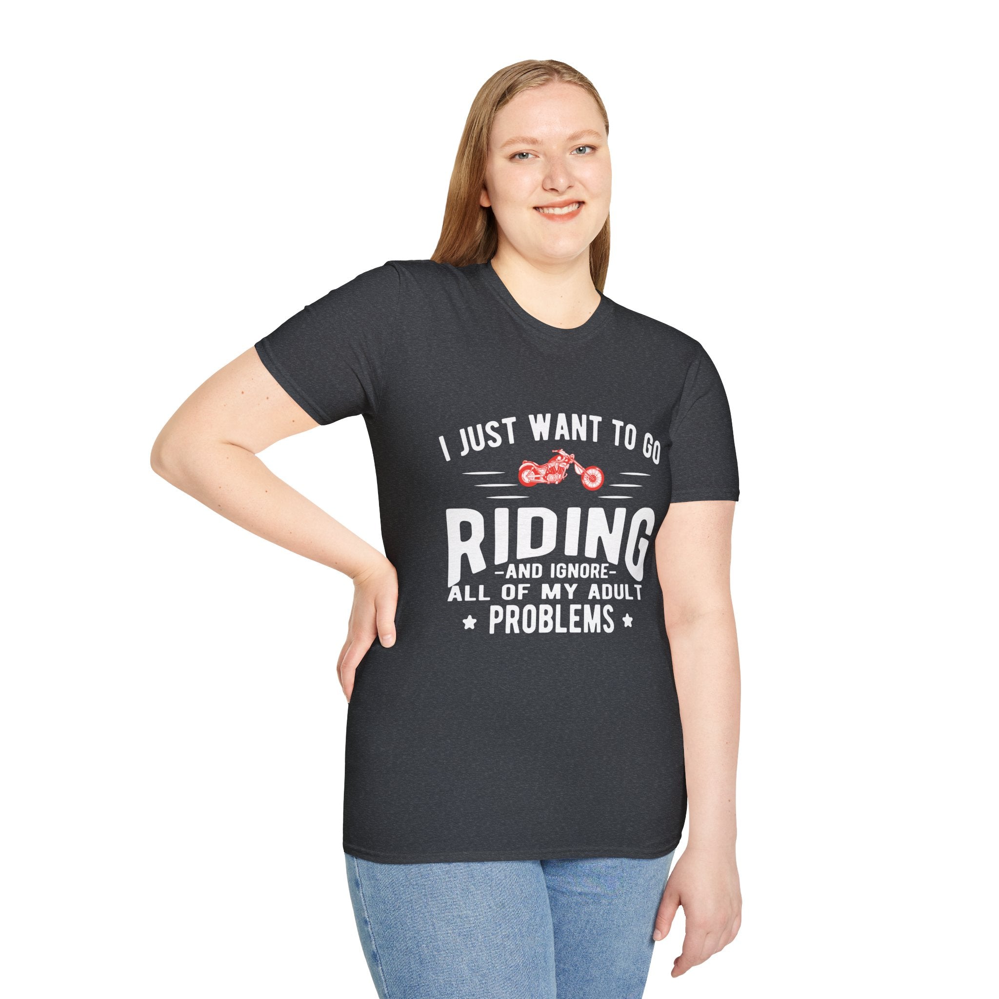 Funny Riding T-Shirt for Adults, Unisex Graphic Tee, Casual Wear, Gift for Riders, Adulting Humor Shirt