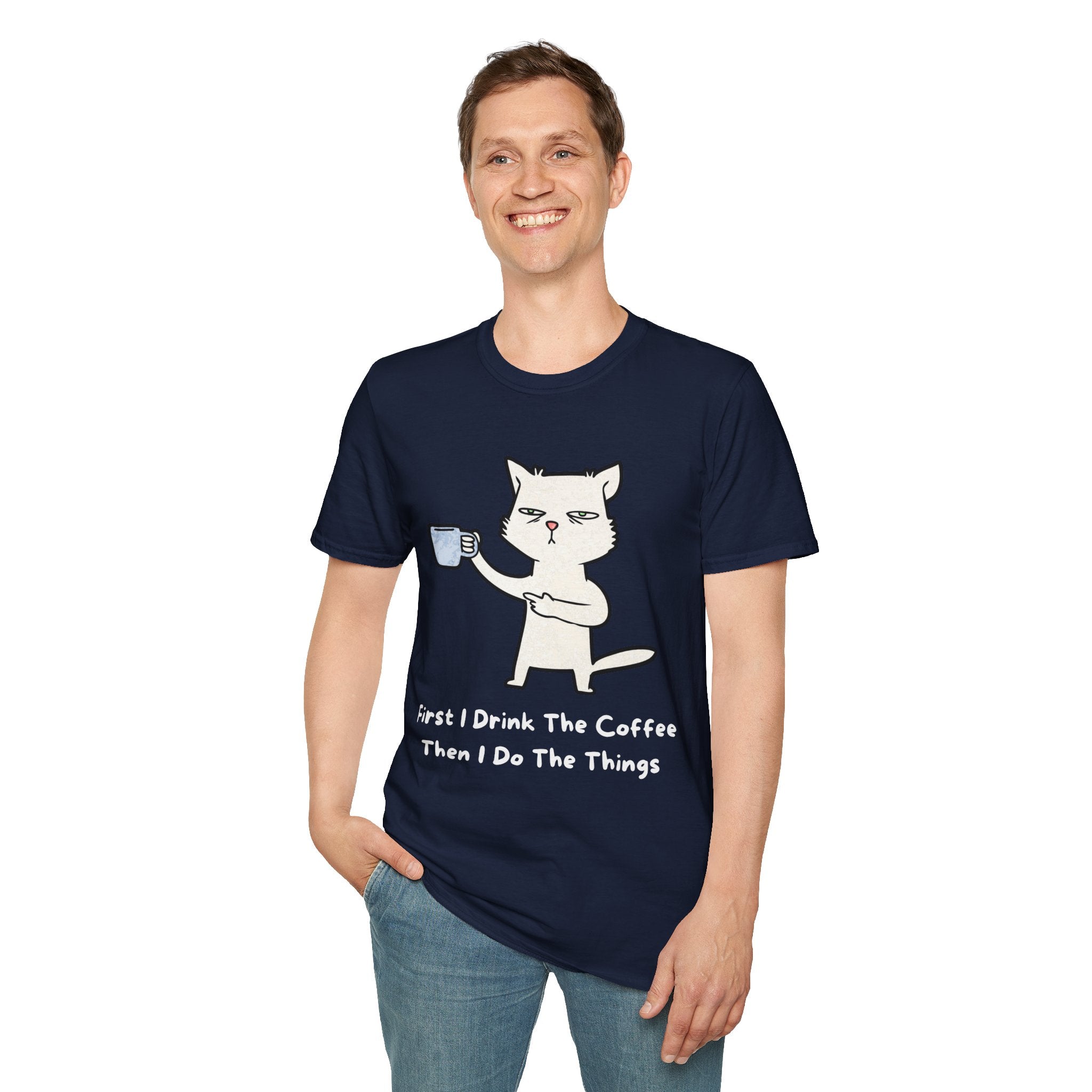 Coffee Cat Unisex T-Shirt, Funny Cat Tee