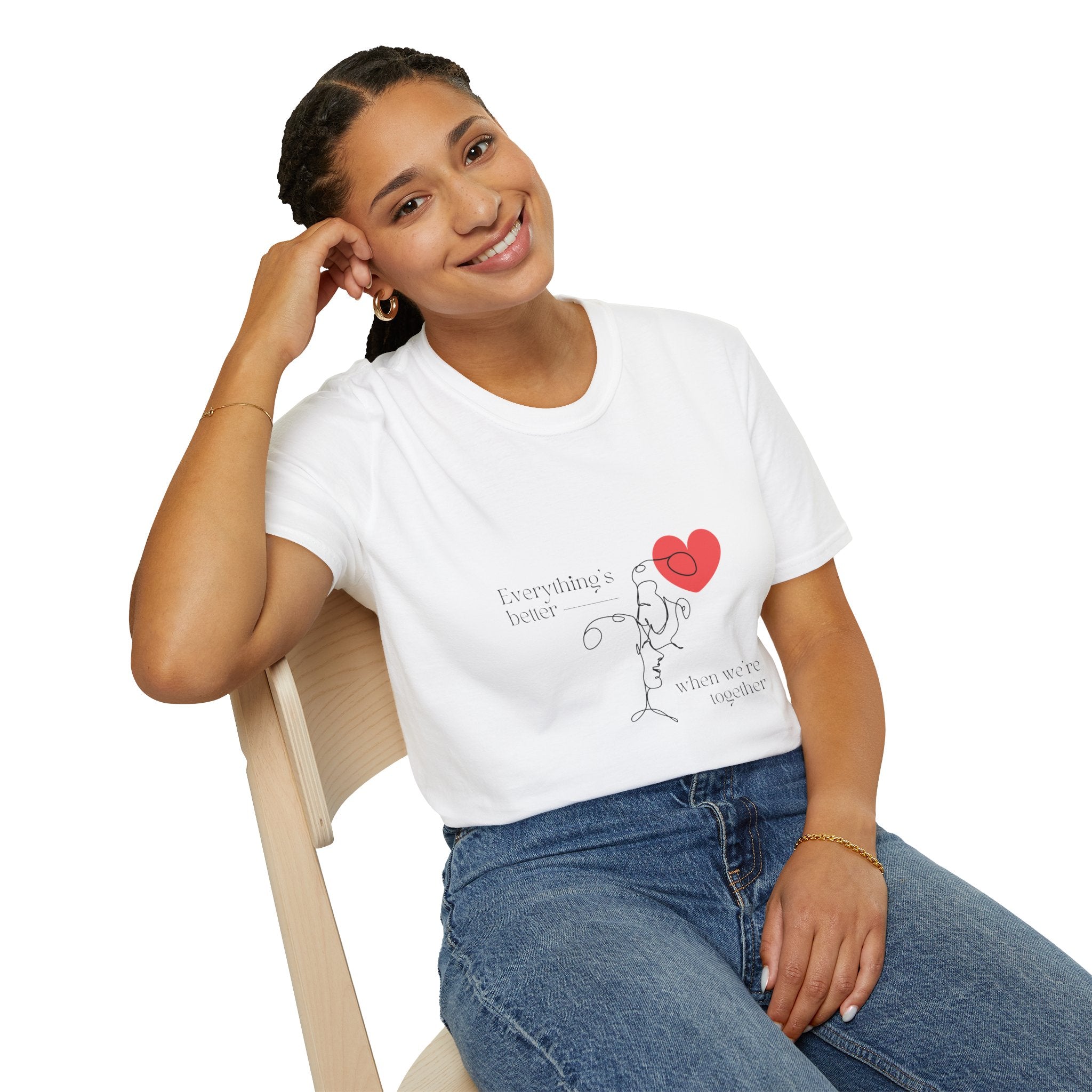 Cute Love Illustration T-Shirt, Funny Couple Shirt, Gift for Her, Romantic