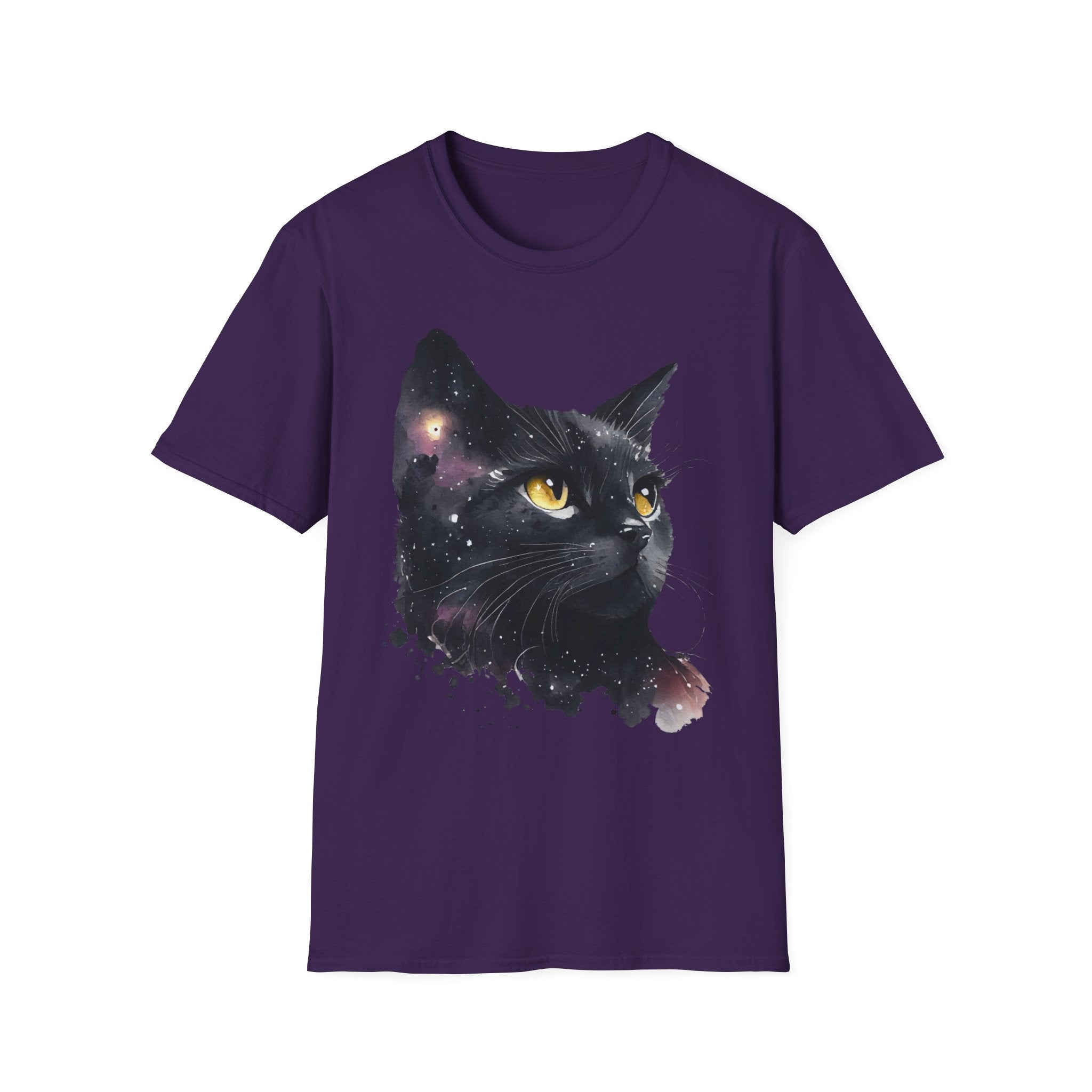 Galactic Cat Unisex Softstyle T-Shirt | Cosmic Space Kitty Tee, Cat Lover Gift, Astrology Shirt, Unique Pet Apparel, Cute Astronomy Design