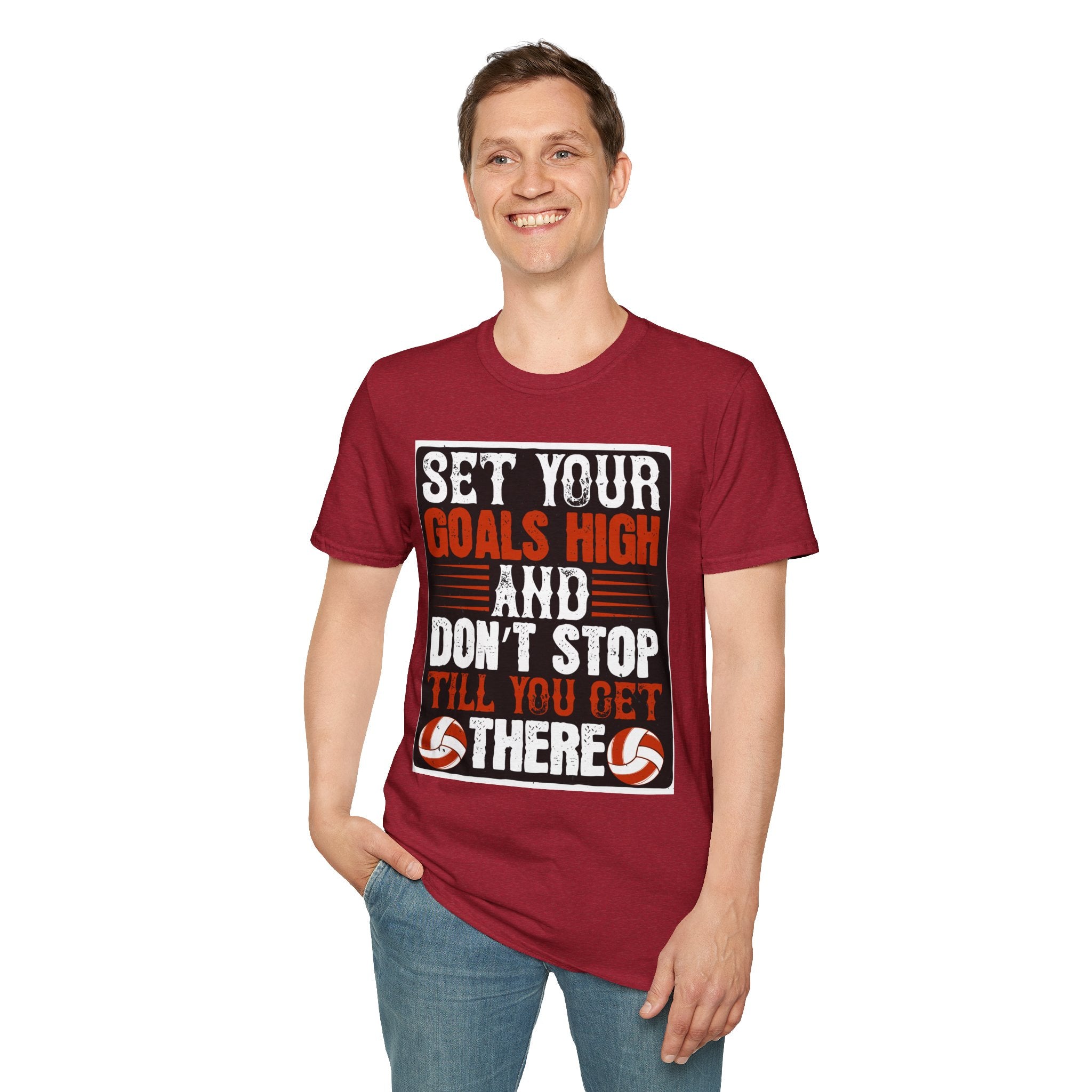 Motivational Unisex T-Shirt - "Set Your Goals High" - Inspirational Workout Tee