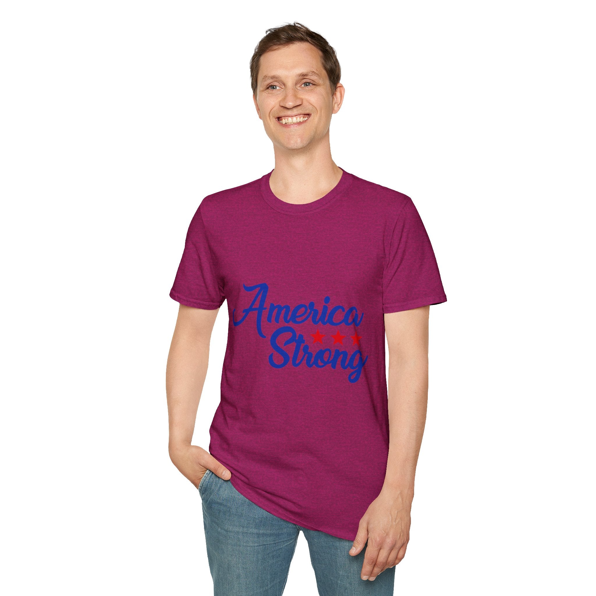 Unisex Softstyle T-Shirt - America Strong, Patriotic Tee, Casual Wear, Independence Day Outfit, Gift for Veterans, Summer Style