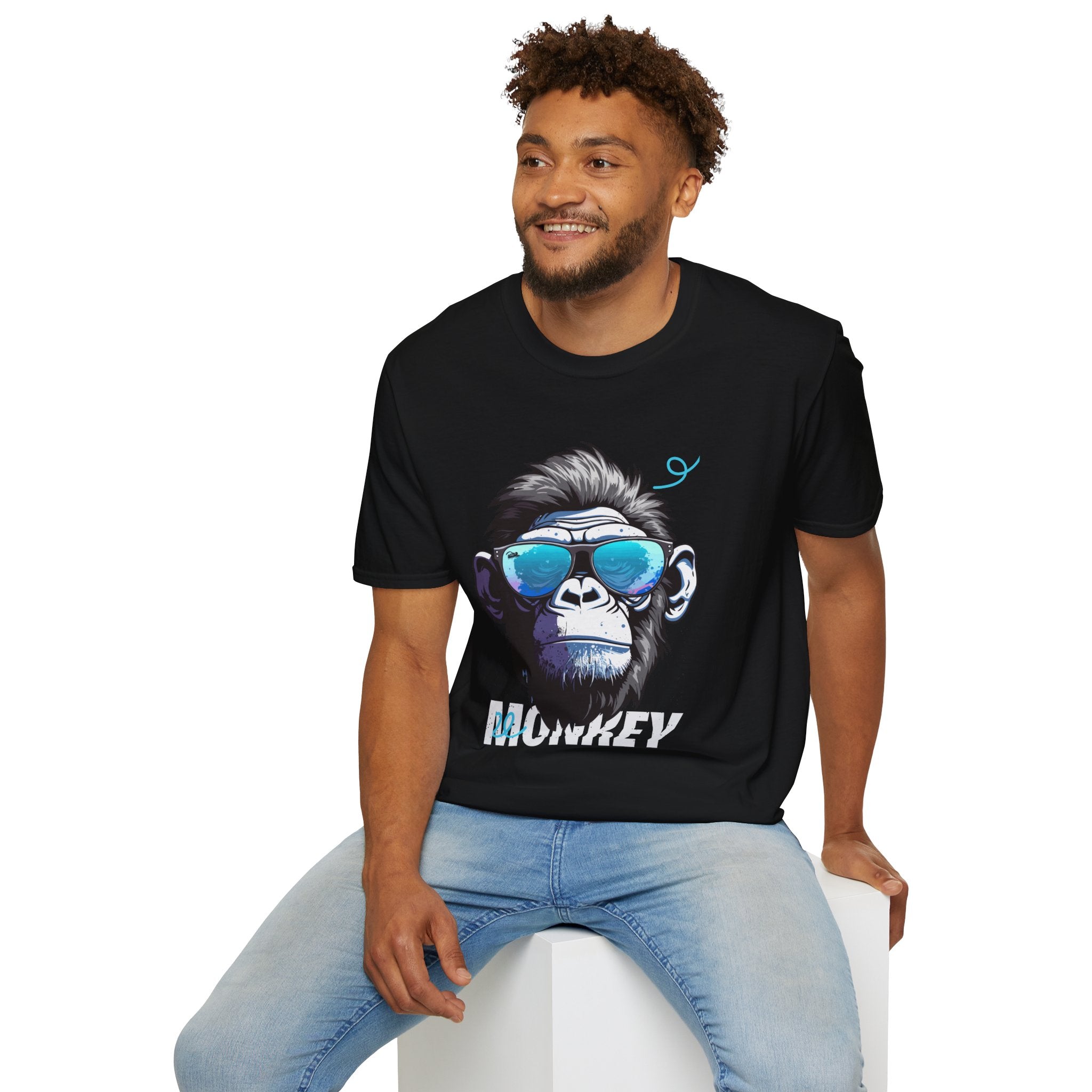Cool Monkey Graphic Tee, Fun Unisex Softstyle T-Shirt, Animal Lover Gift
