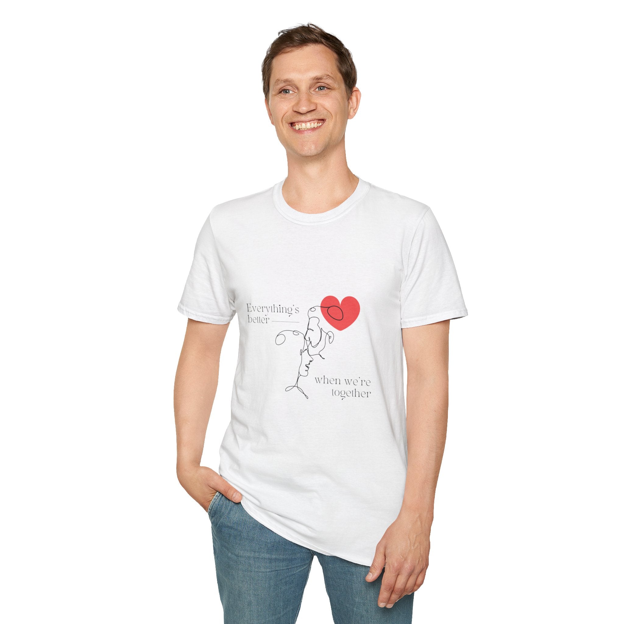 Cute Love Illustration T-Shirt, Funny Couple Shirt, Gift for Her, Romantic