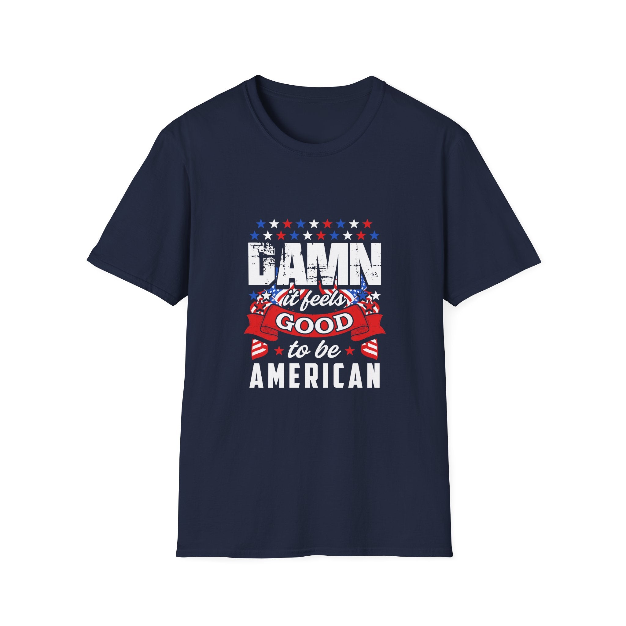 Unisex Patriotic T-Shirt: "Damn It Feels Good to Be American" - Perfect for Independence Day, BBQs, Casual Outings, Gifts, and Celebrations