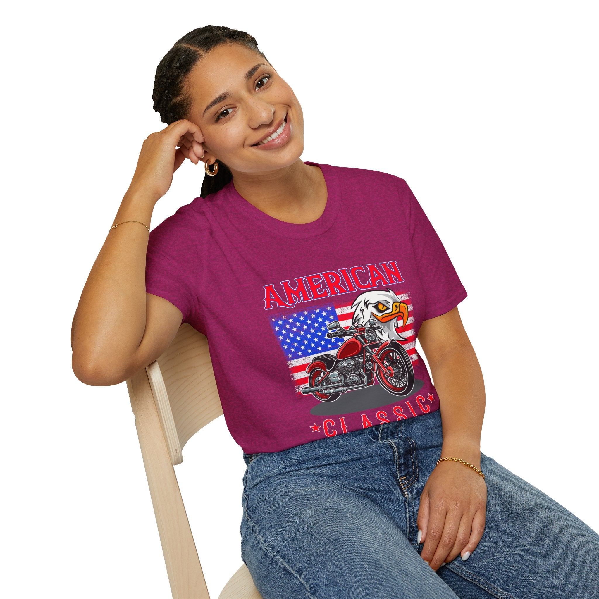 Patriotic Eagle Motorcycle T-Shirt, Unisex Casual Tee, American Rider Apparel, Independence Day Gift, Classic Style Shirt