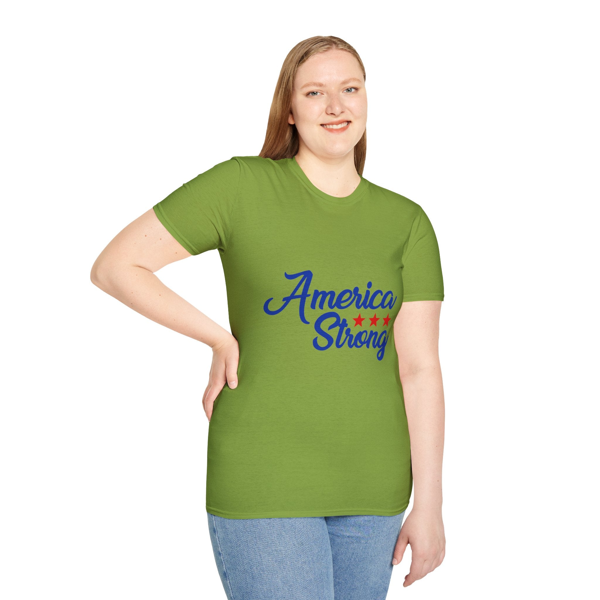 Unisex Softstyle T-Shirt - America Strong, Patriotic Tee, Casual Wear, Independence Day Outfit, Gift for Veterans, Summer Style