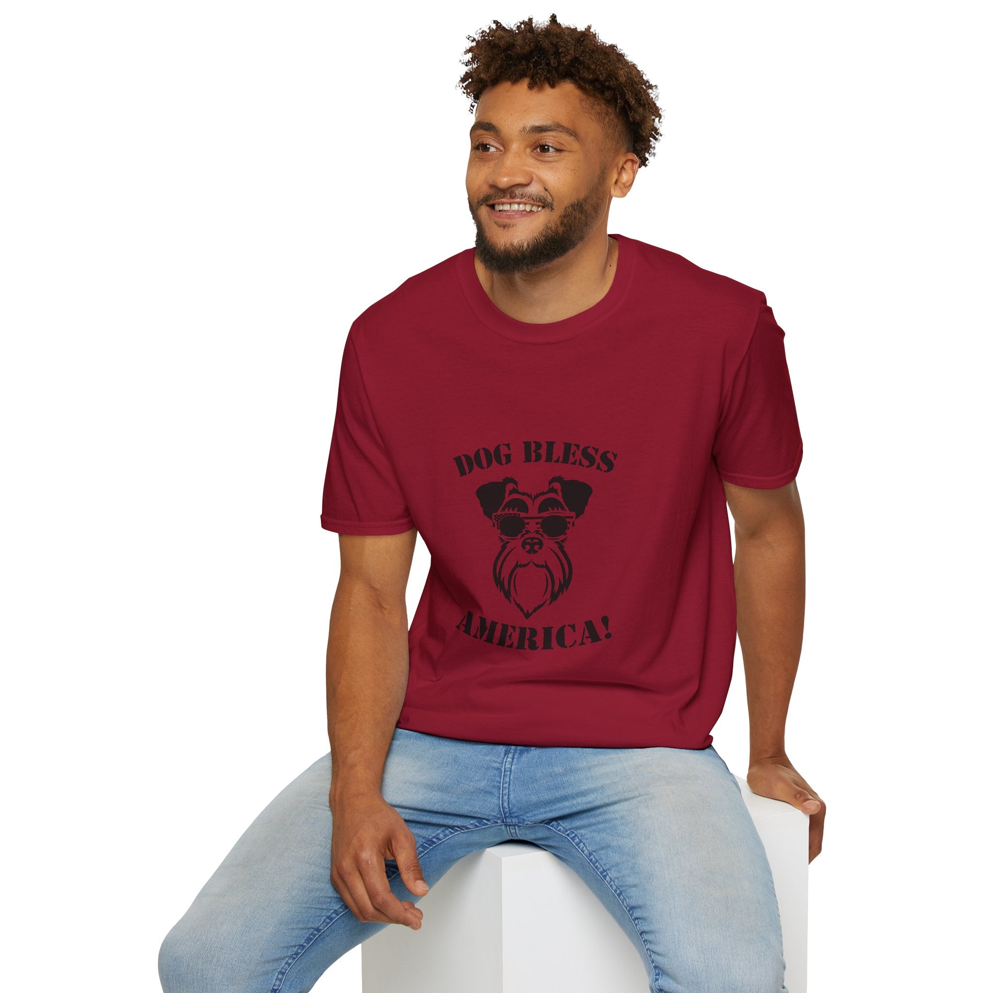 Dog Bless America T-Shirt, Unisex Tee, Dog Lover Gift, Independence Day Apparel, Pet Enthusiast Shirt, Cute Animal T-Shirt