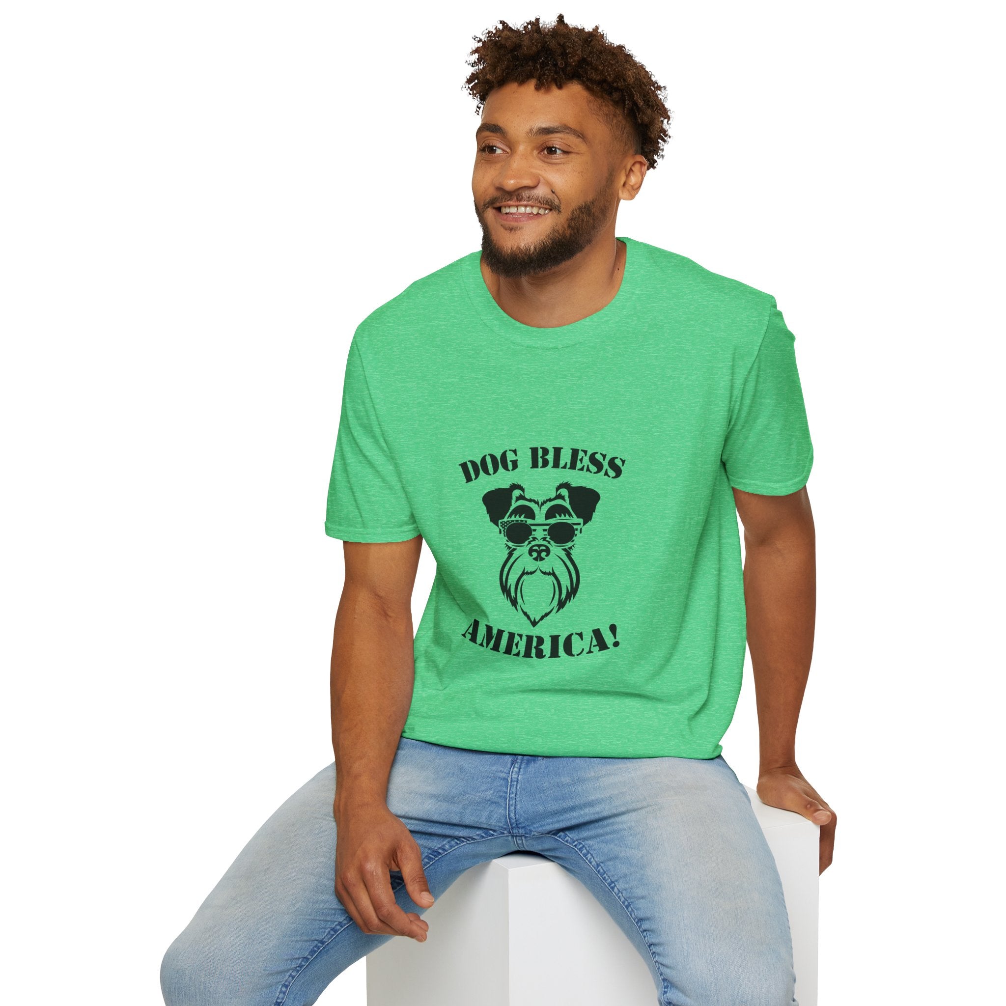 Dog Bless America T-Shirt, Unisex Tee, Dog Lover Gift, Independence Day Apparel, Pet Enthusiast Shirt, Cute Animal T-Shirt