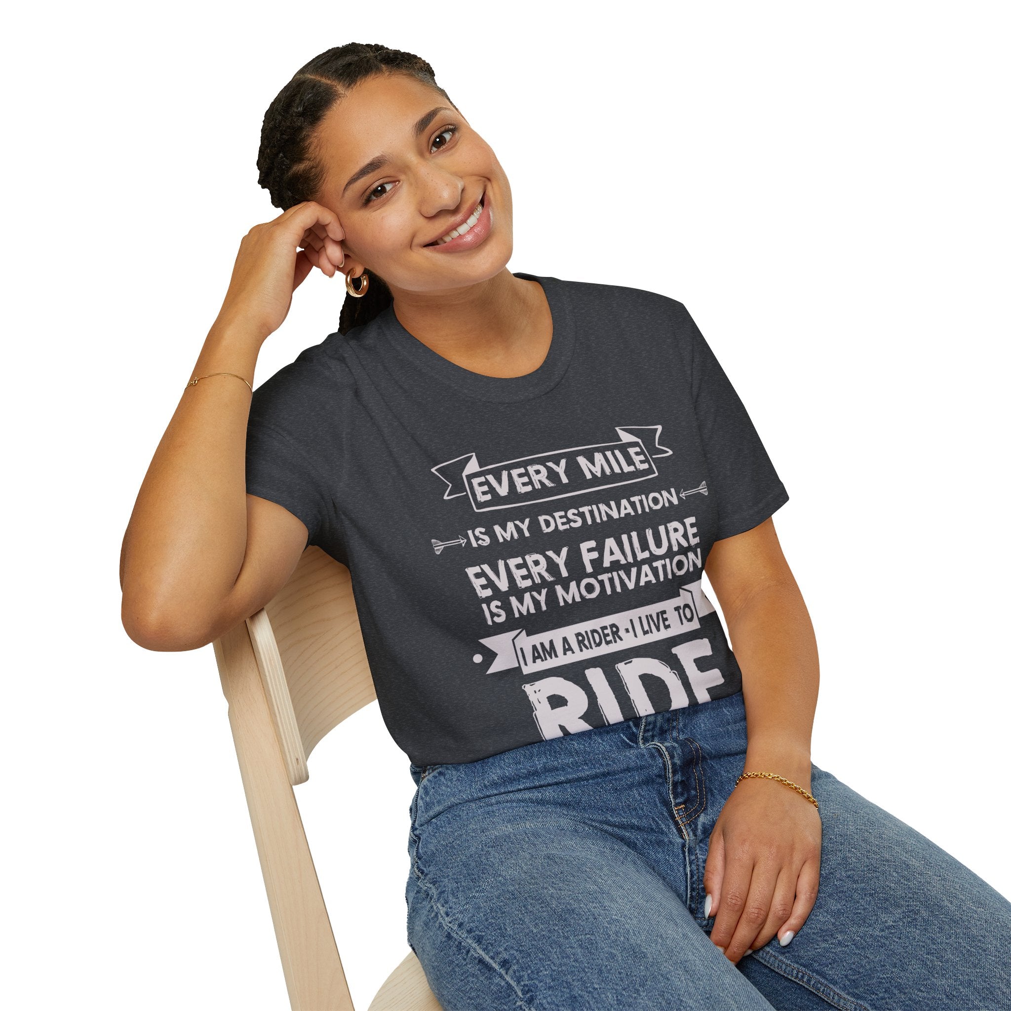 Inspirational Rider T-Shirt | Every Mile Is My Destination | Fitness Gift for Cyclists, Motivational Tee, Unisex Apparel