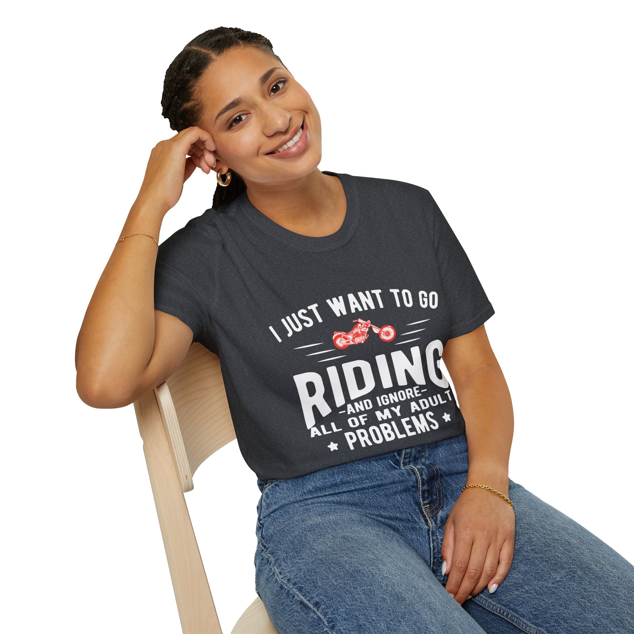 Funny Riding T-Shirt for Adults, Unisex Graphic Tee, Casual Wear, Gift for Riders, Adulting Humor Shirt