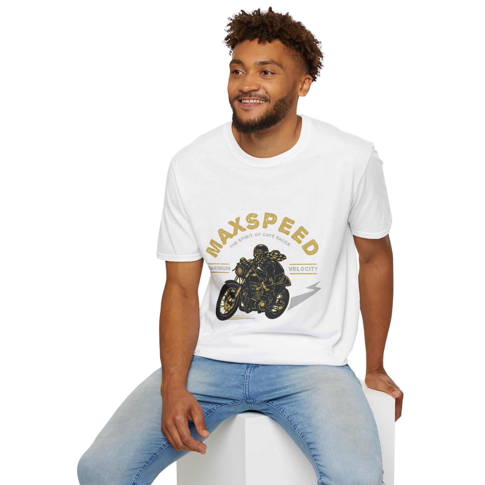 Maxspeed Motorcycle Unisex Softstyle T-Shirt, Biker Tee, Gift for Him, Casual Wear, Custom Graphic Shirt, Motorcycle Enthusiast Apparel