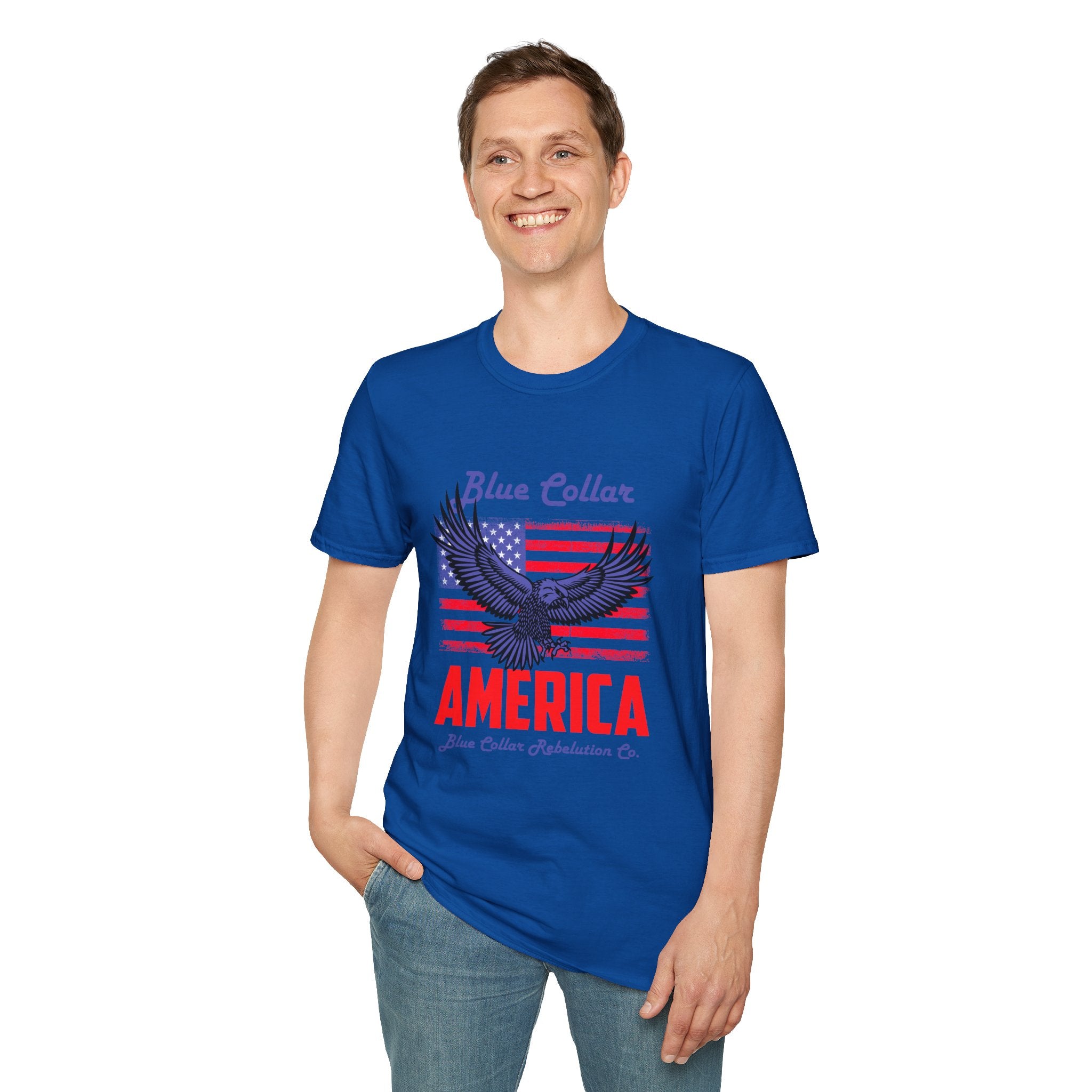 Patriotic Eagle T-Shirt, Blue Collar Pride Shirt, USA Independence Day Tee, Vintage American Apparel, Unisex Graphic Tee