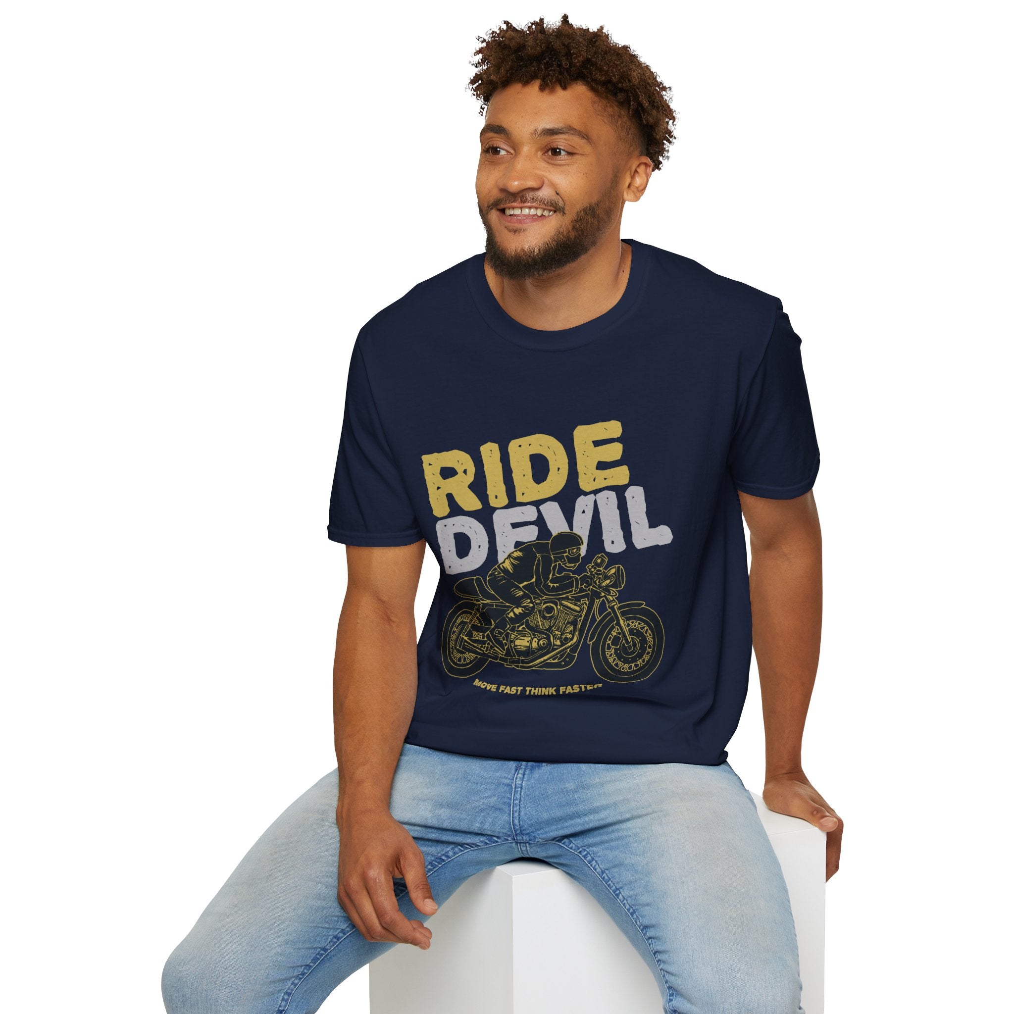 Unisex Softstyle T-Shirt with 'Ride Devil' Graphic - Perfect for Bikers, Gift for Motorcycle Lovers, Casual Wear, Event Merchandise, [...]