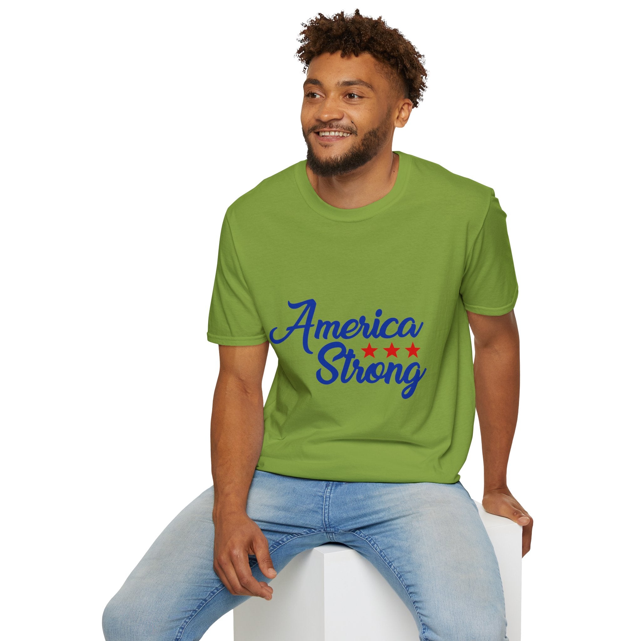 Unisex Softstyle T-Shirt - America Strong, Patriotic Tee, Casual Wear, Independence Day Outfit, Gift for Veterans, Summer Style
