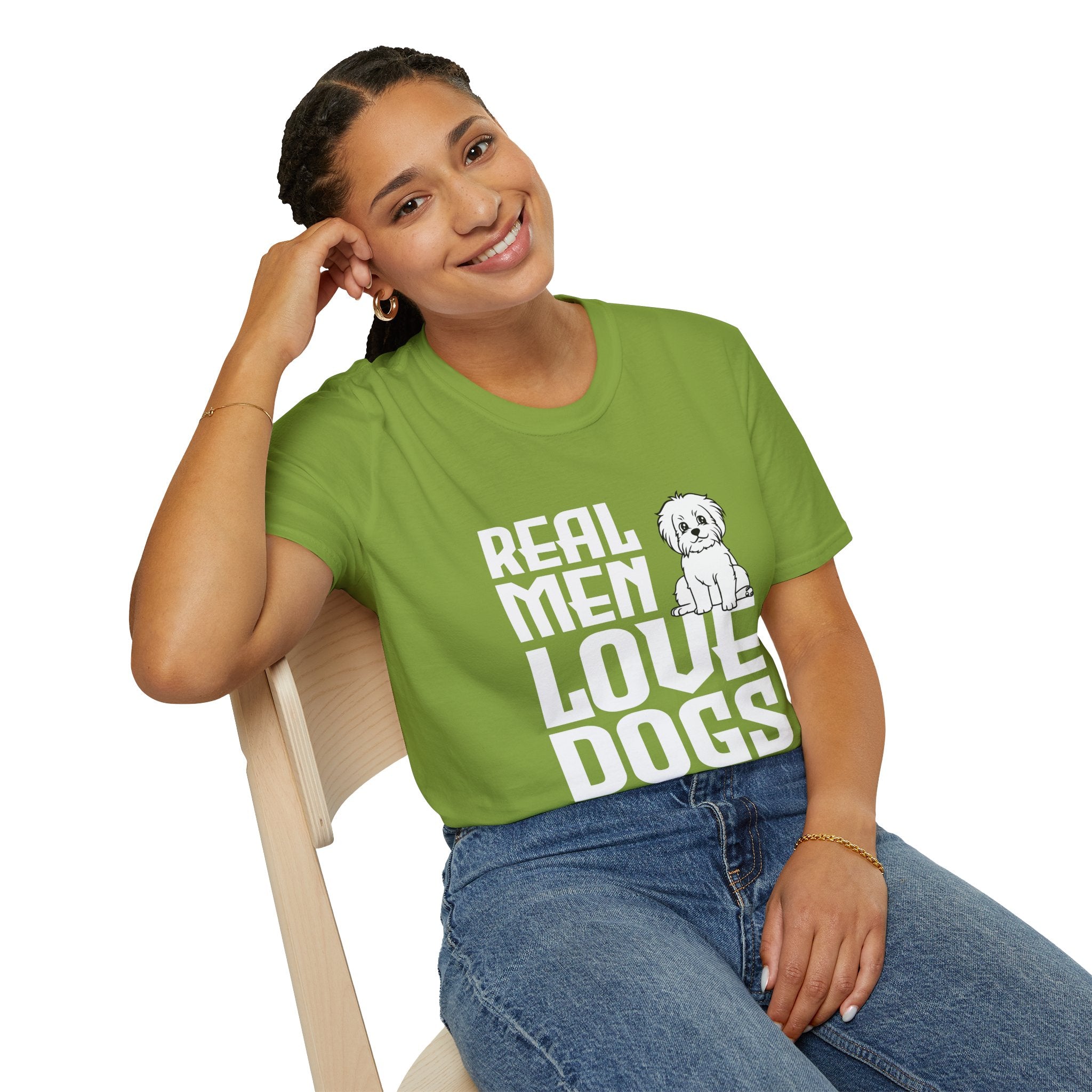 Unisex Dog Lover T-Shirt, Real Men Love Dogs Tee, Pet Owner Apparel, Gift for Dog Dads, Perfect for Birthdays