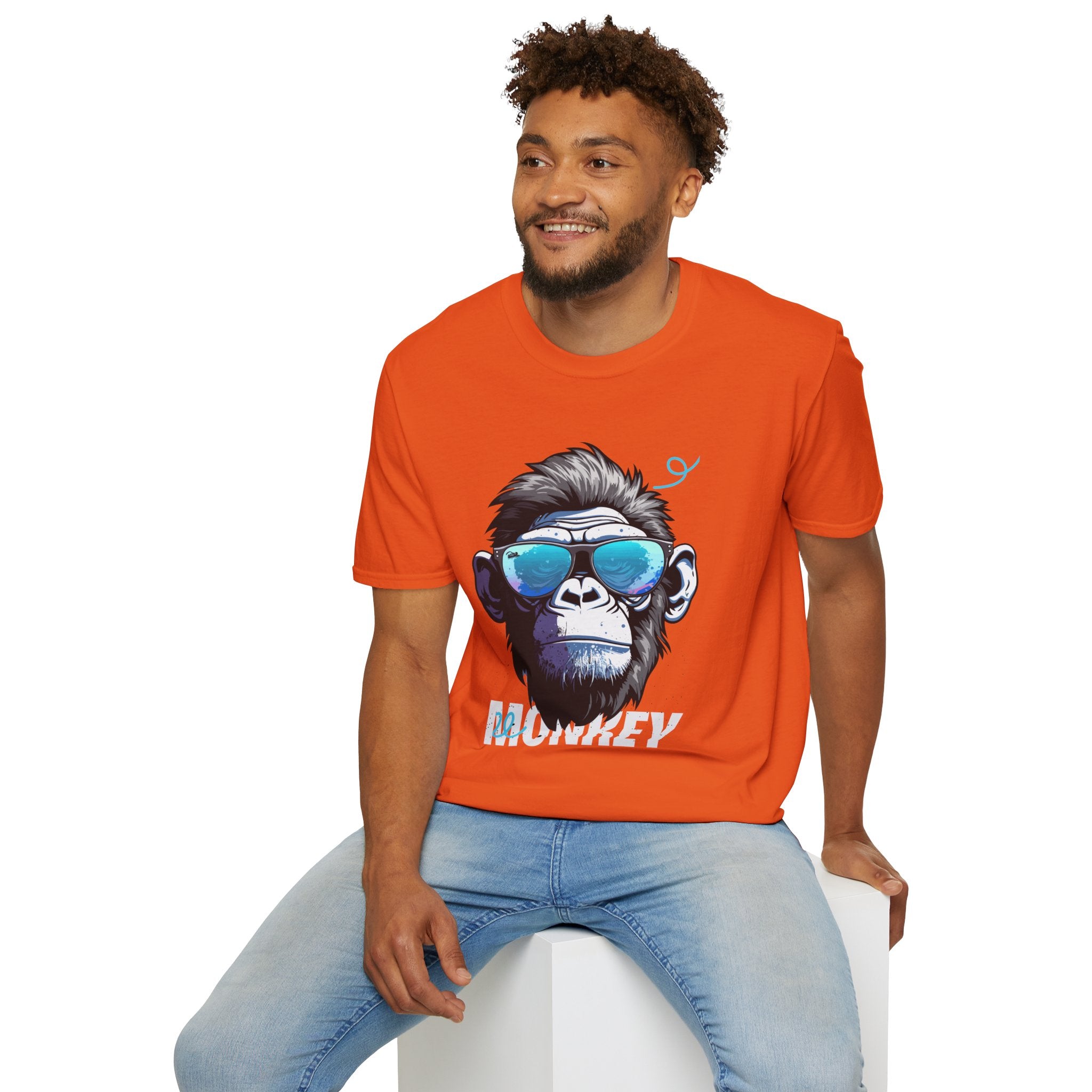 Cool Monkey Graphic Tee, Fun Unisex Softstyle T-Shirt, Animal Lover Gift
