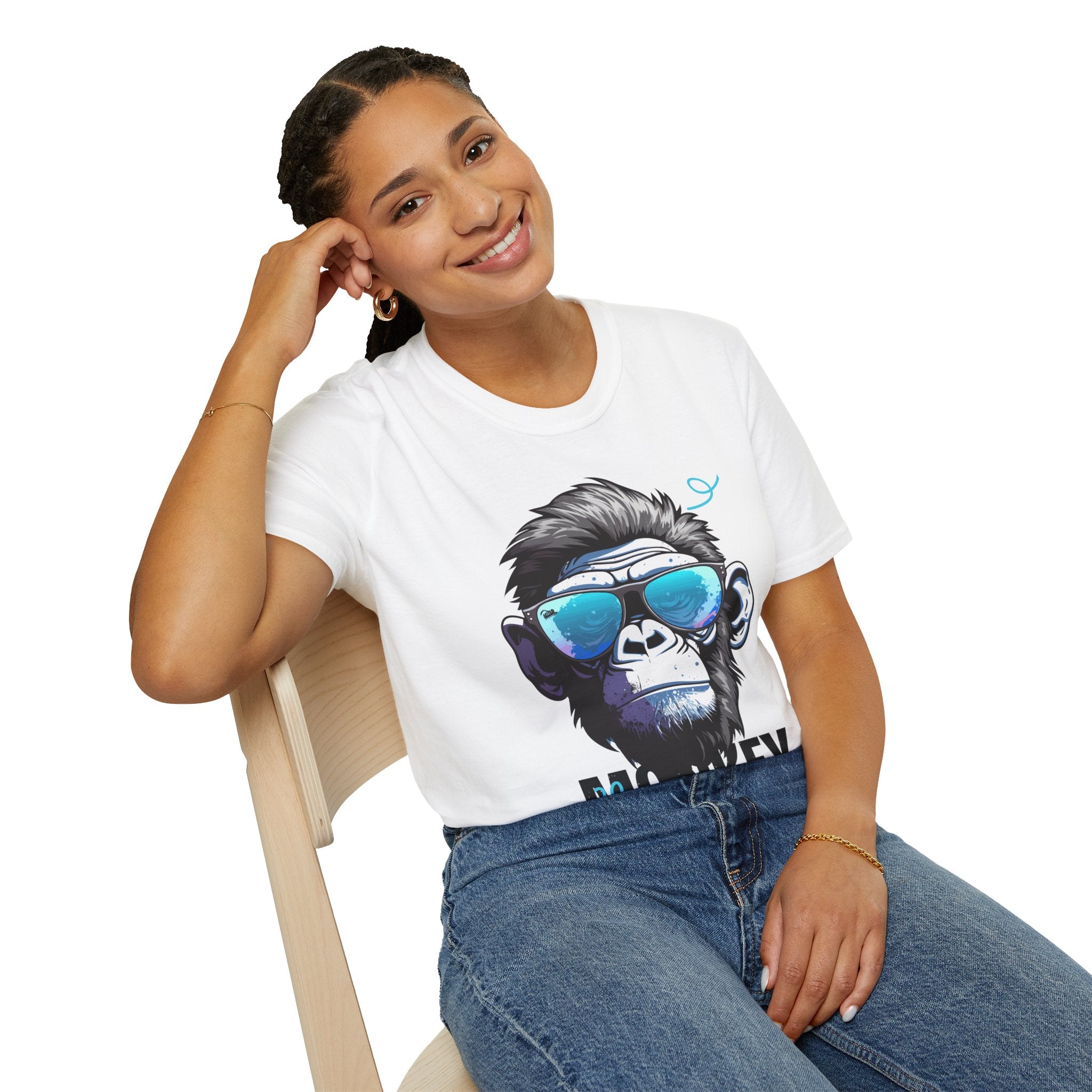 Cool Monkey Graphic Tee, Fun Unisex Softstyle T-Shirt, Animal Lover Gift