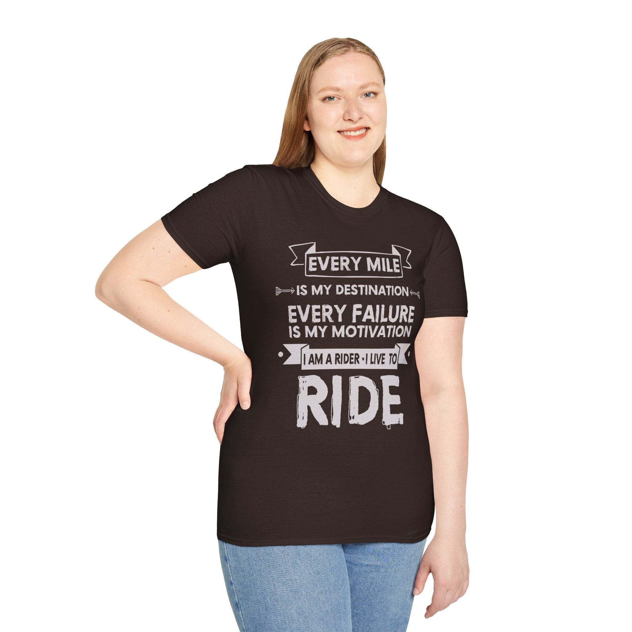 Inspirational Rider T-Shirt | Every Mile Is My Destination | Fitness Gift for Cyclists, Motivational Tee, Unisex Apparel