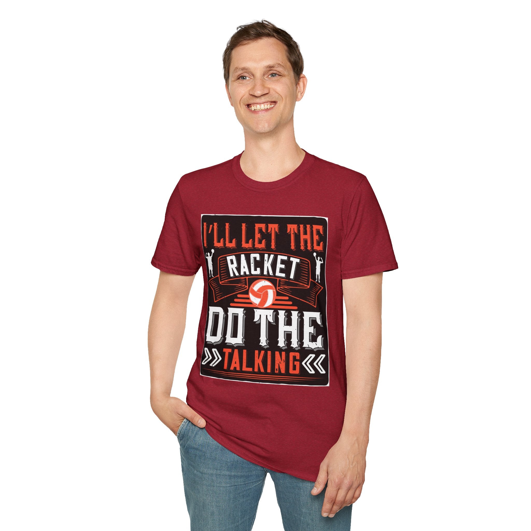 Sporty Unisex Softstyle T-Shirt | Inspirational Racket Design | Ideal for Sports Lovers, Coaches, and Gifts