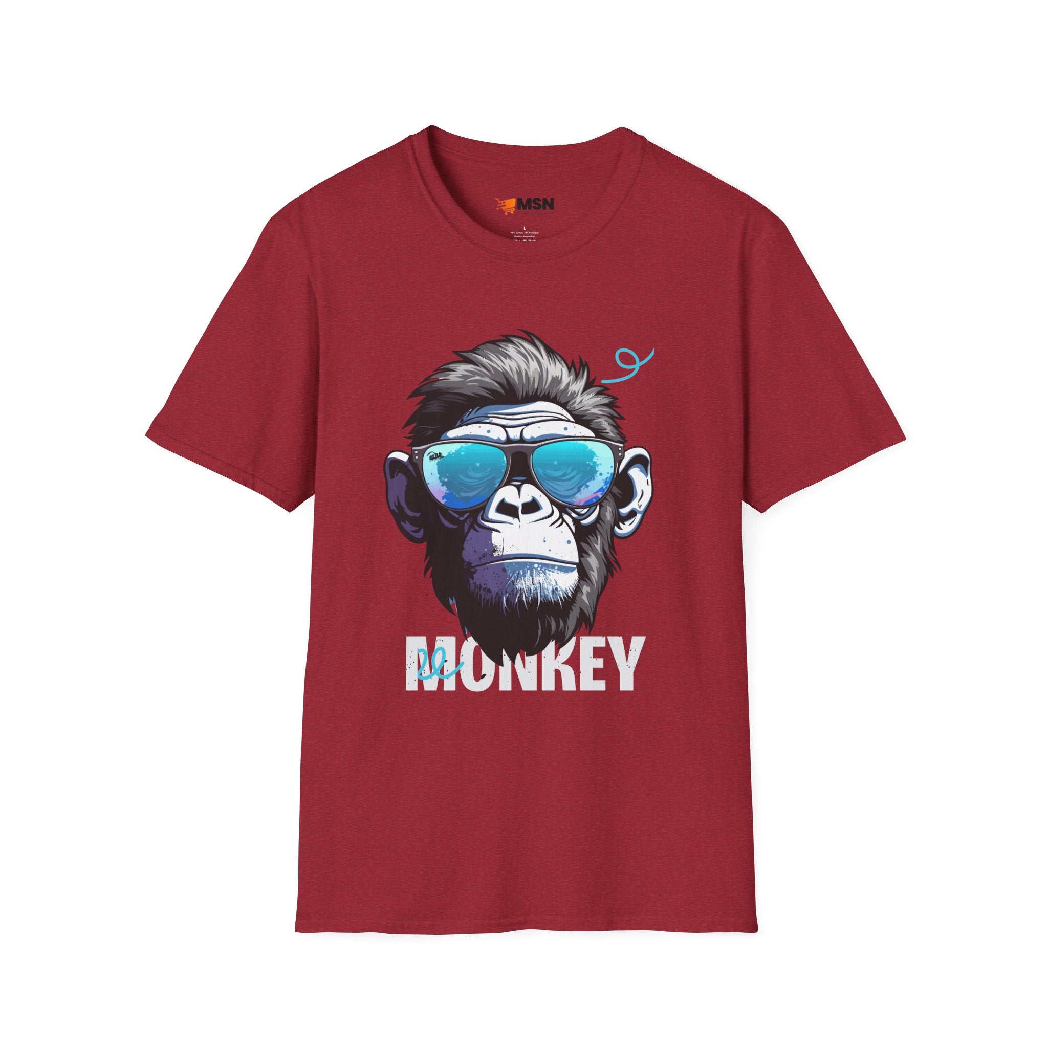 Cool Monkey Graphic Tee, Fun Unisex Softstyle T-Shirt, Animal Lover Gift