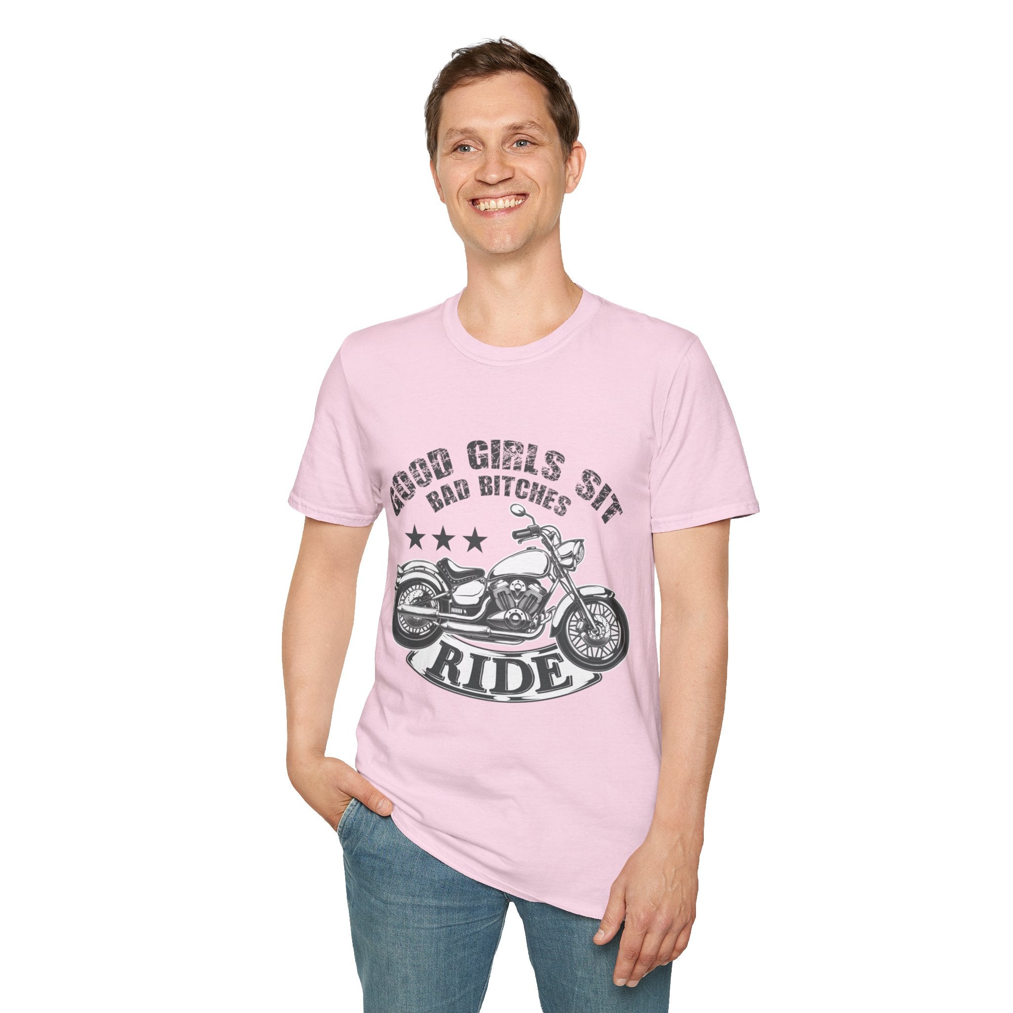 Good Girls Sit Bad Bitches Ride Unisex T-Shirt, Biker Tee, Gift for Motorcycle Lovers, Casual Wear, Birthday Gift