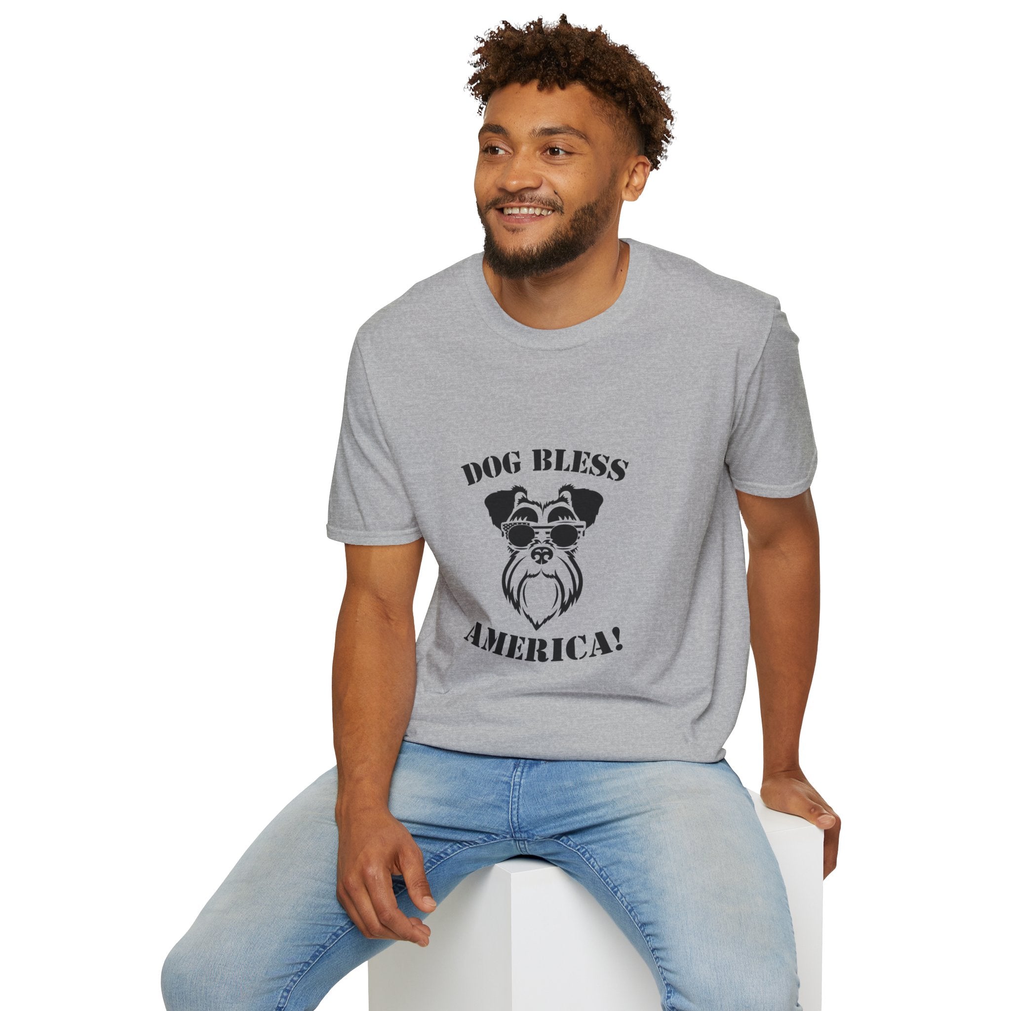 Dog Bless America T-Shirt, Unisex Tee, Dog Lover Gift, Independence Day Apparel, Pet Enthusiast Shirt, Cute Animal T-Shirt