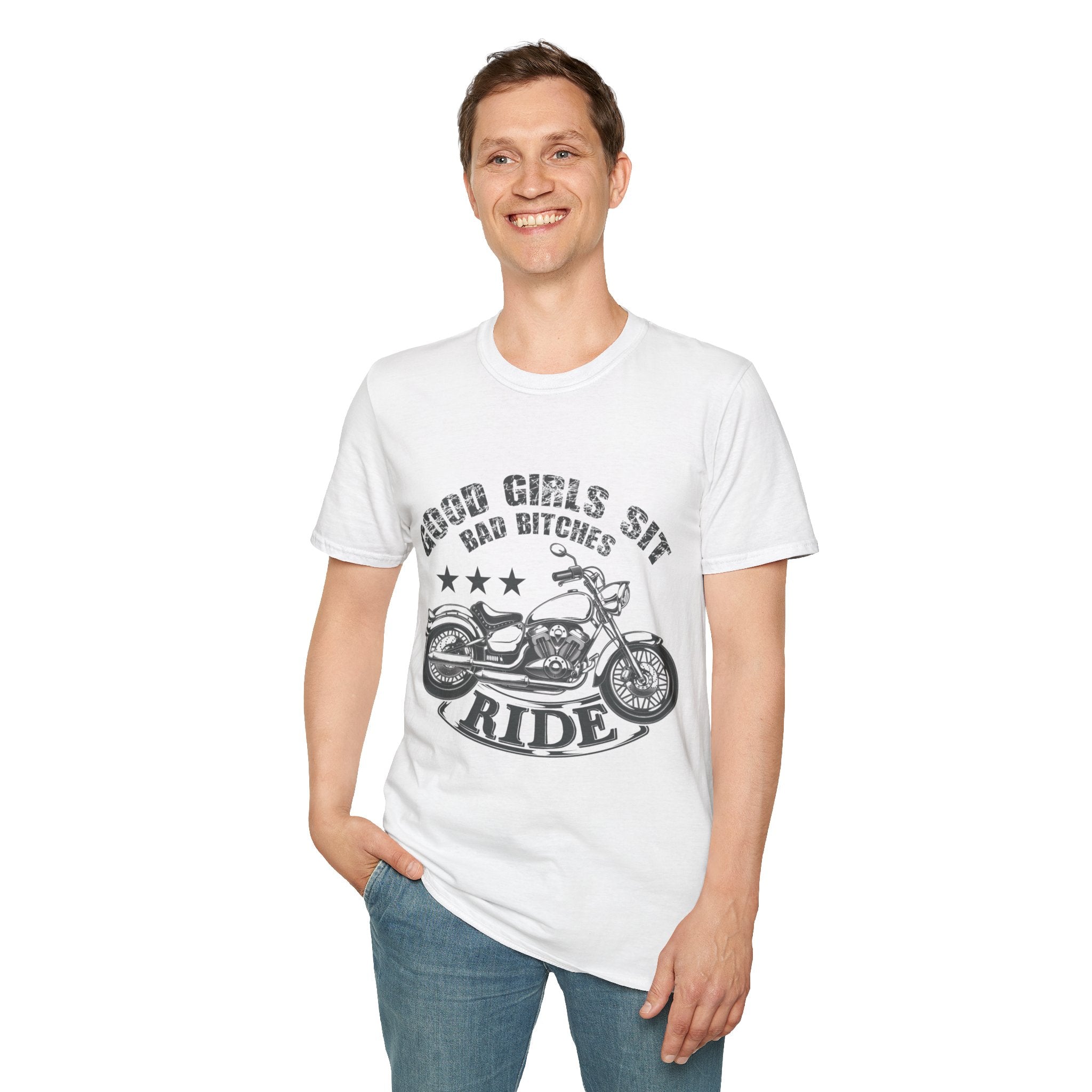 Good Girls Sit Bad Bitches Ride Unisex T-Shirt, Biker Tee, Gift for Motorcycle Lovers, Casual Wear, Birthday Gift