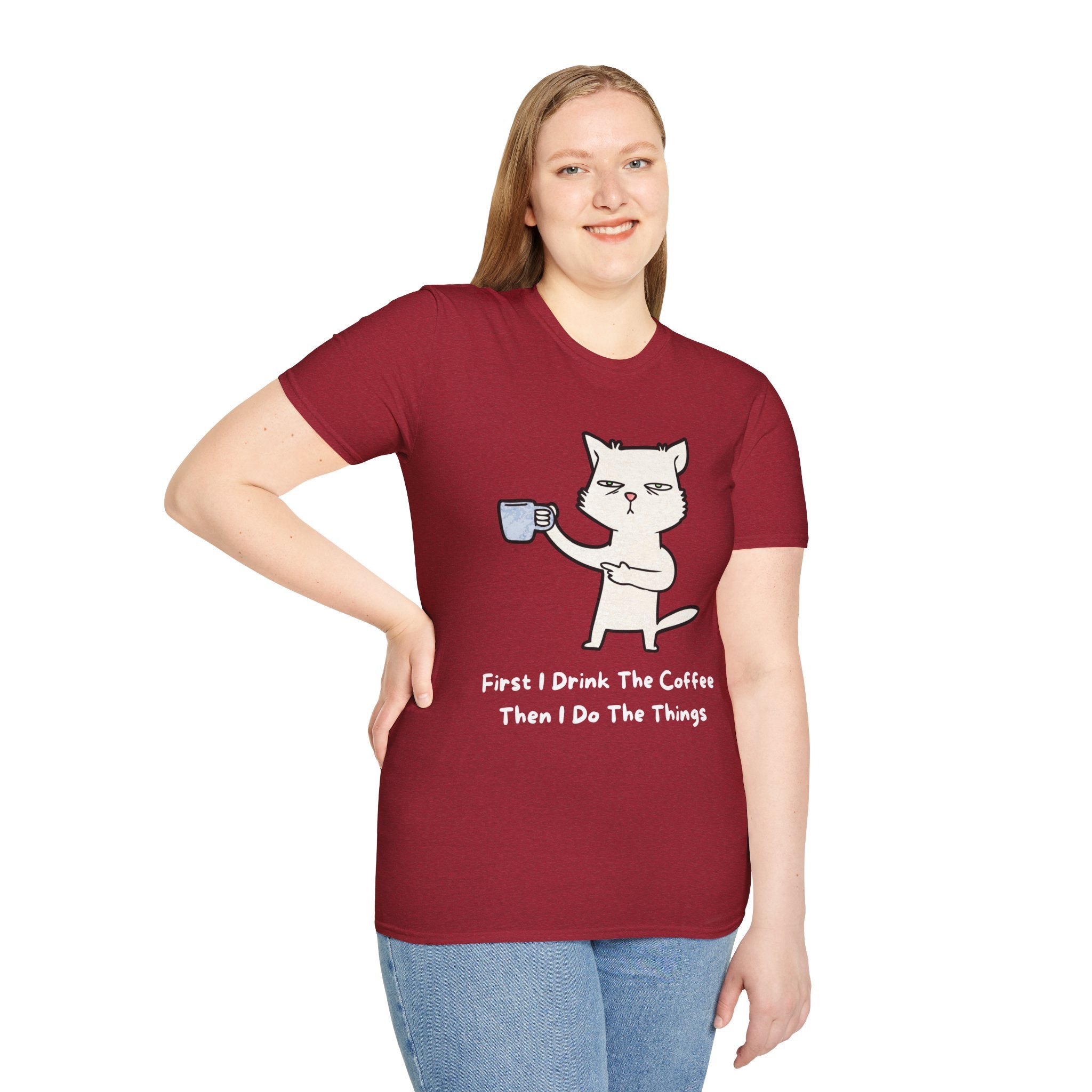 Coffee Cat Unisex T-Shirt, Funny Cat Tee