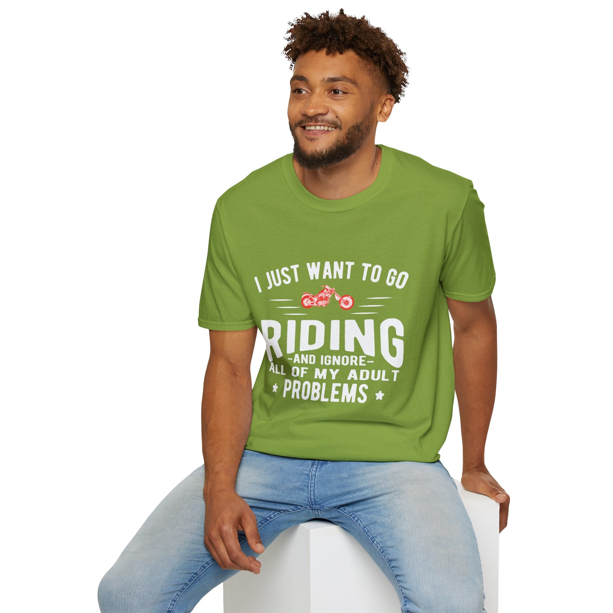 Funny Riding T-Shirt for Adults, Unisex Graphic Tee, Casual Wear, Gift for Riders, Adulting Humor Shirt
