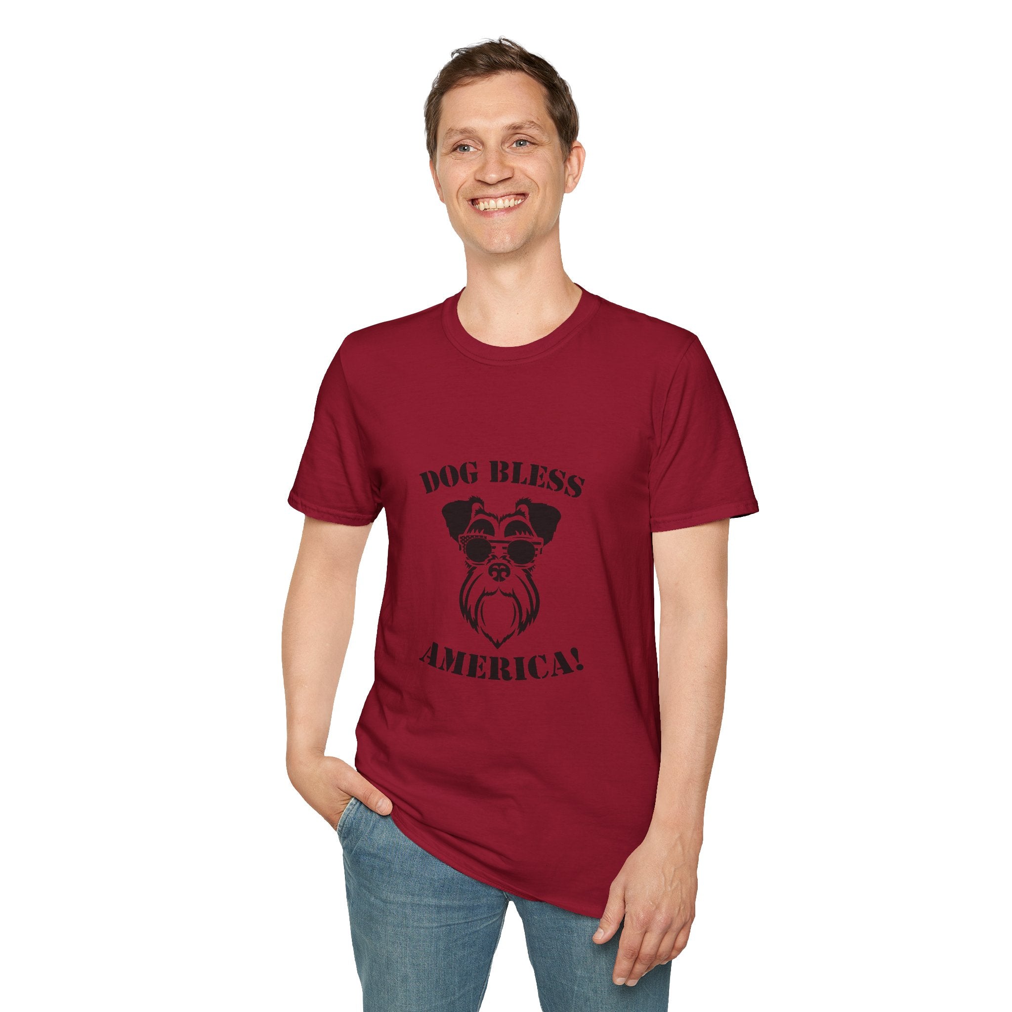 Dog Bless America T-Shirt, Unisex Tee, Dog Lover Gift, Independence Day Apparel, Pet Enthusiast Shirt, Cute Animal T-Shirt